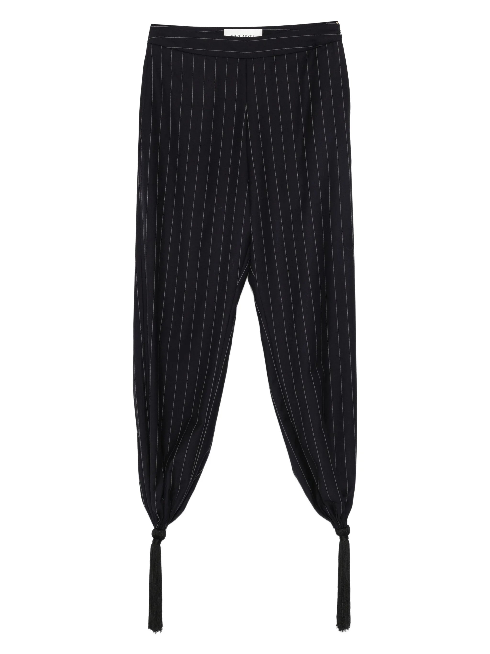pinstripe tasselled trousers