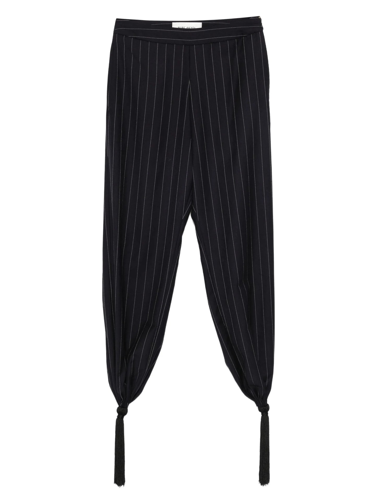 pinstripe tasselled trousers