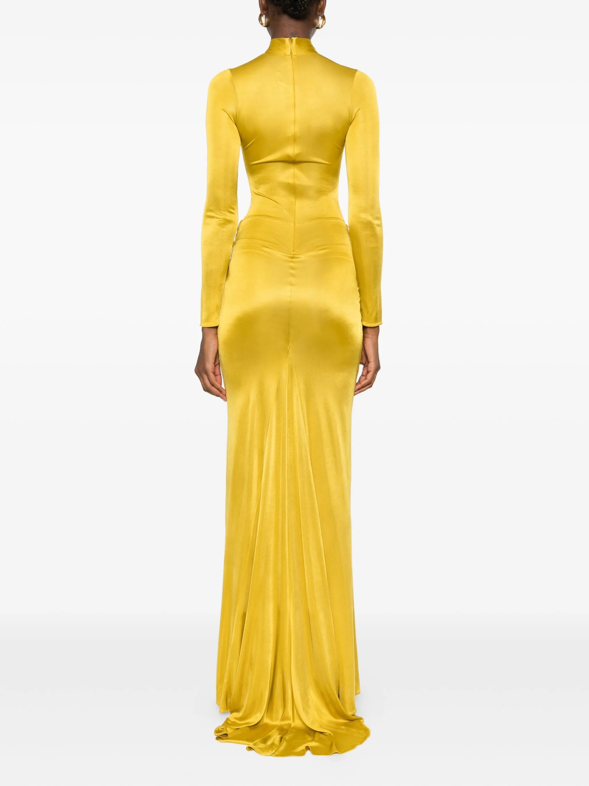 Caryatide high-neck draped maxi dress