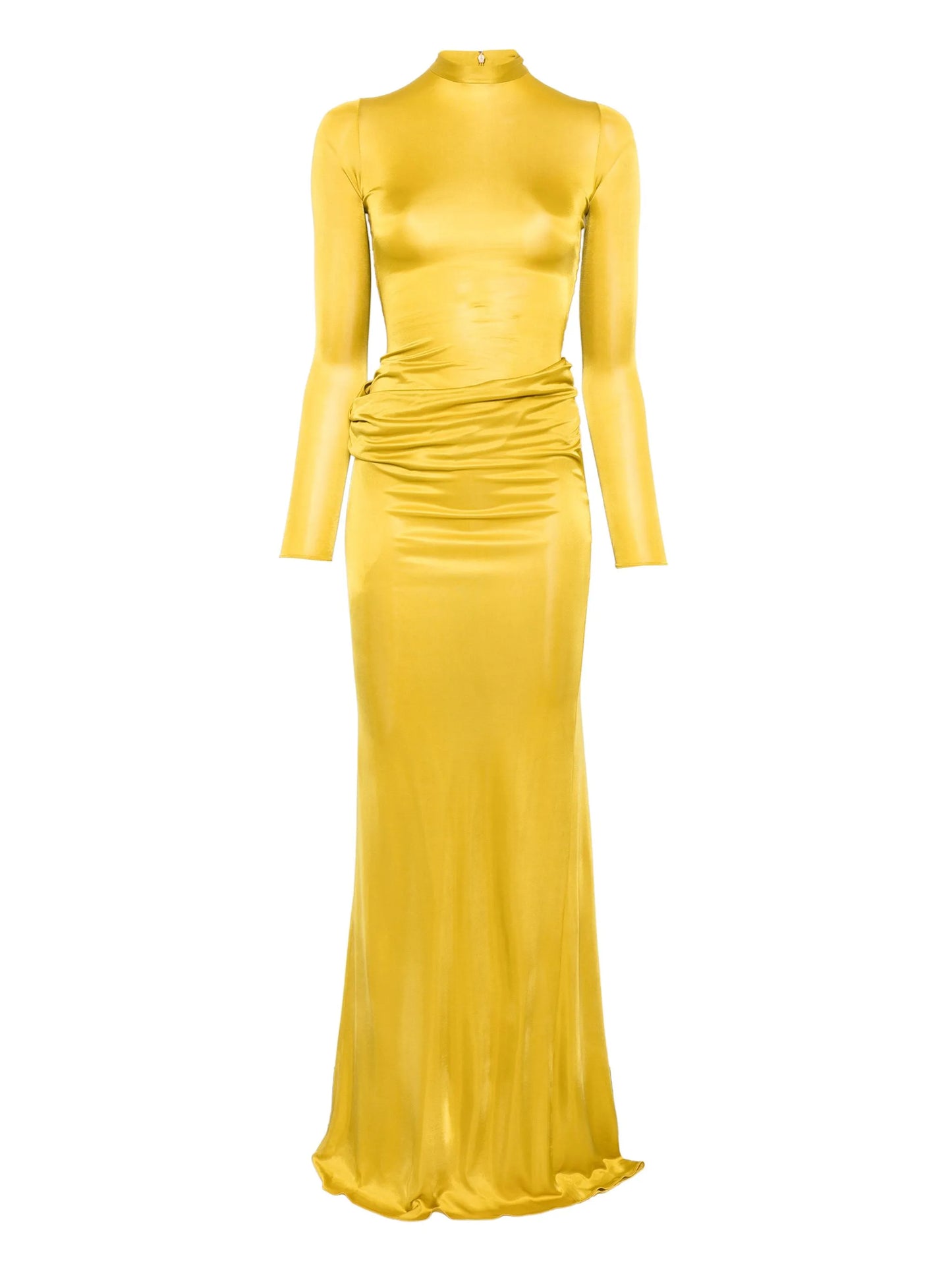 Caryatide high-neck draped maxi dress