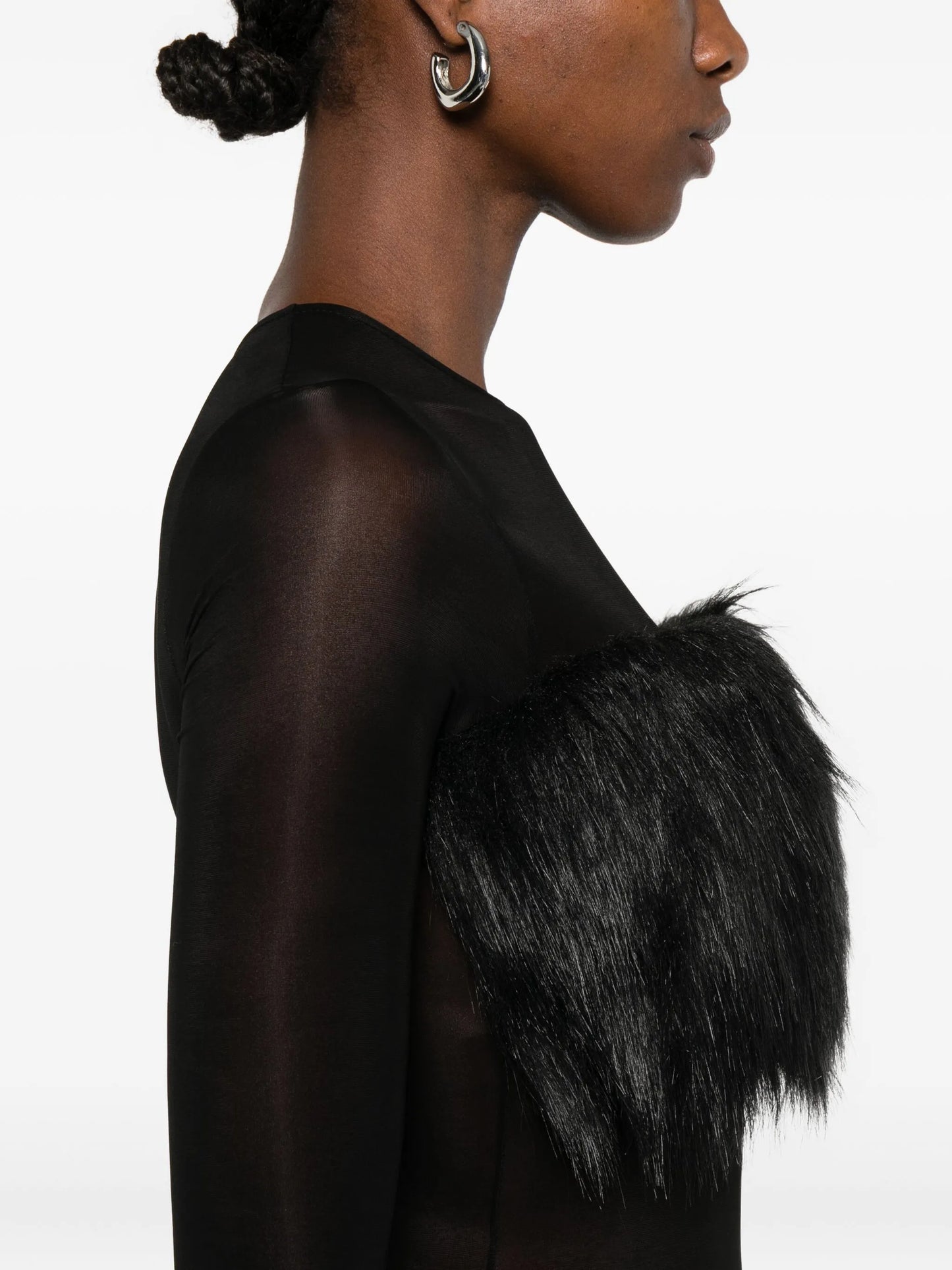 faux fur-trimmed mini dress