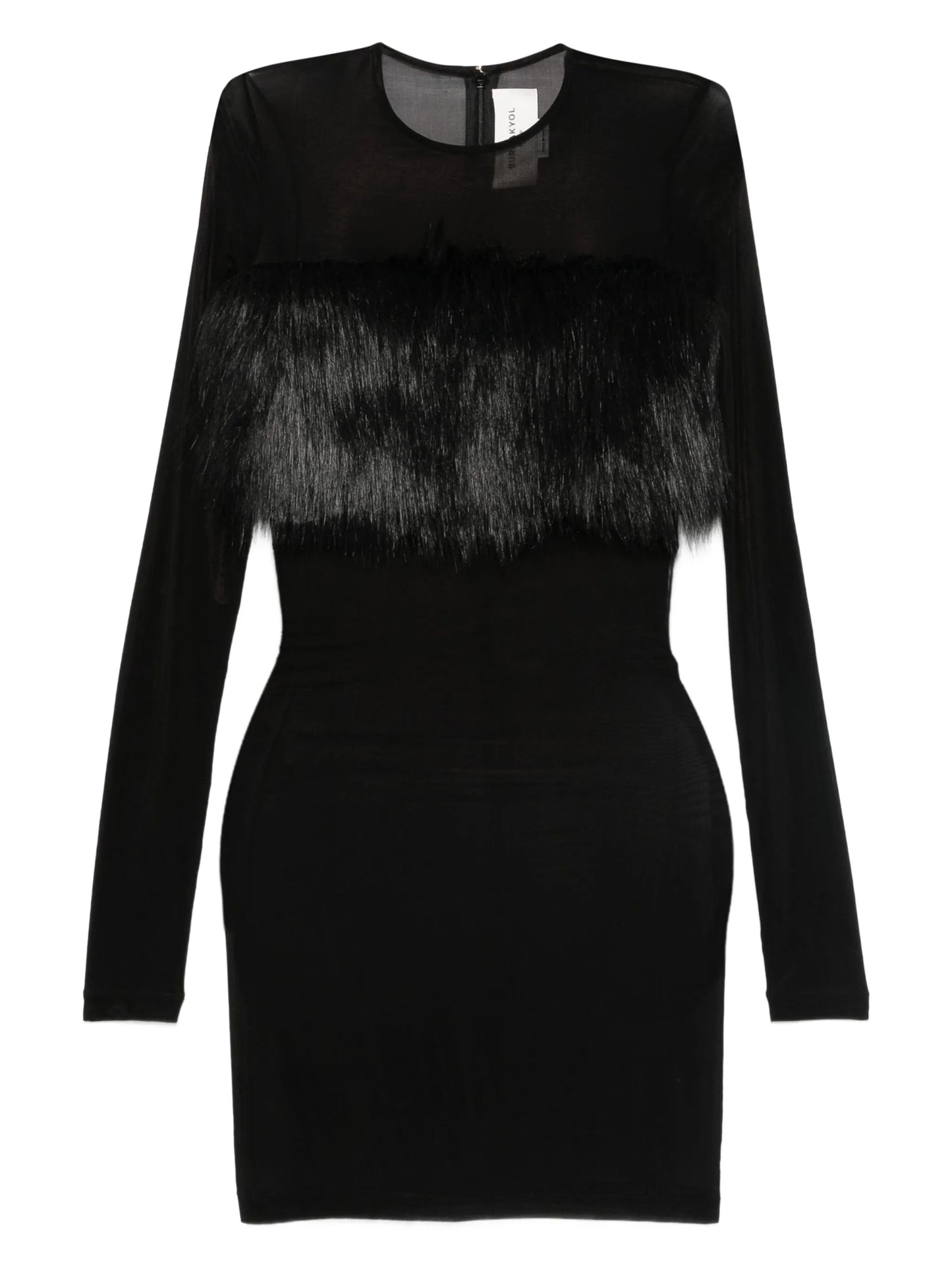 faux fur-trimmed mini dress