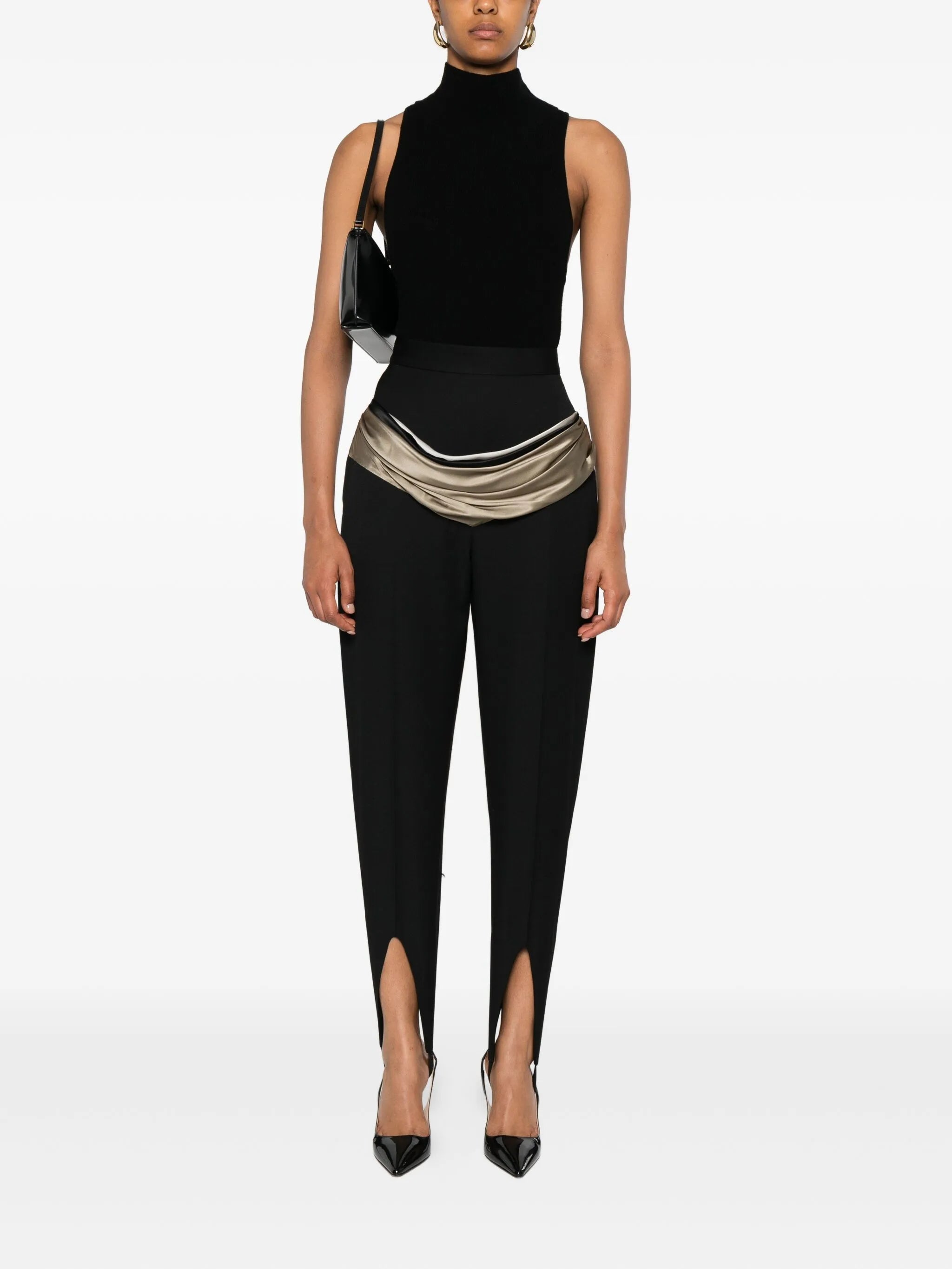 draped-detail stirrup trousers