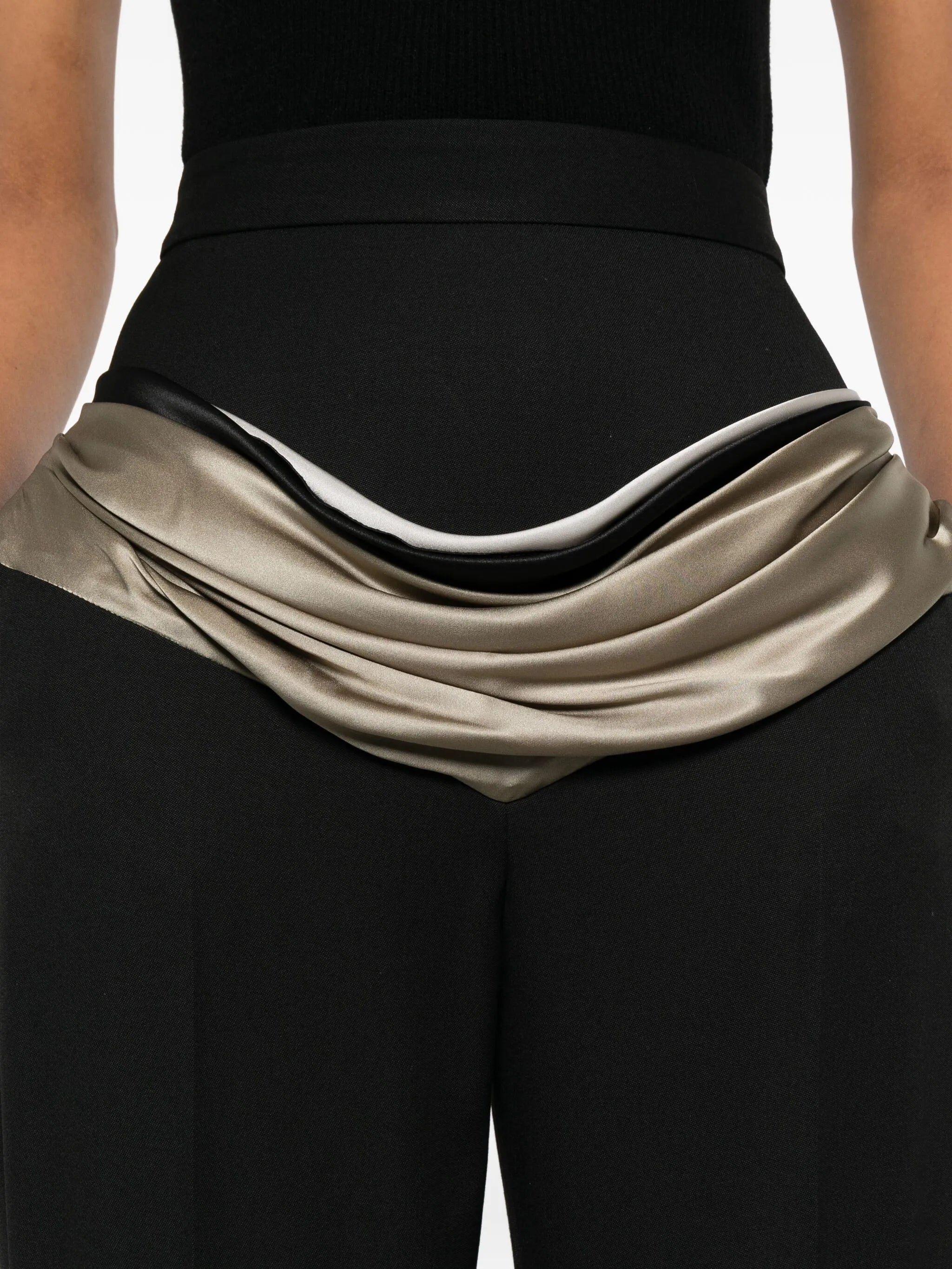 draped-detail stirrup trousers