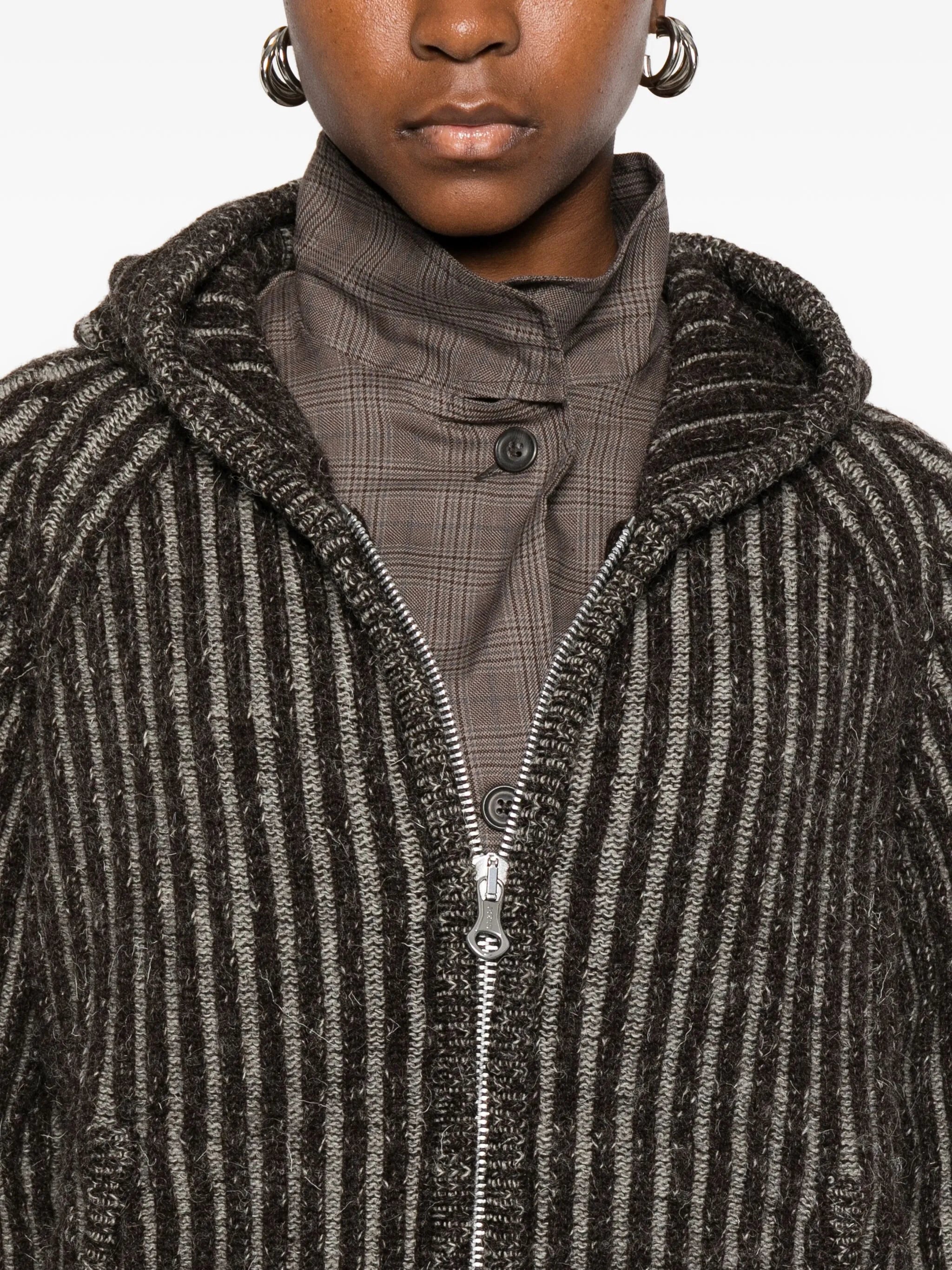 striped knitted hoodie