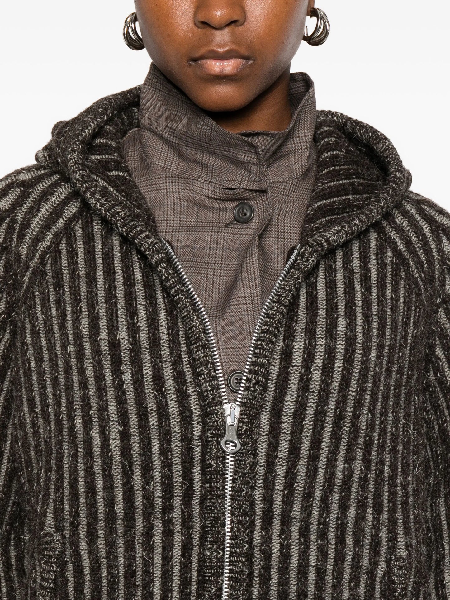 striped knitted hoodie