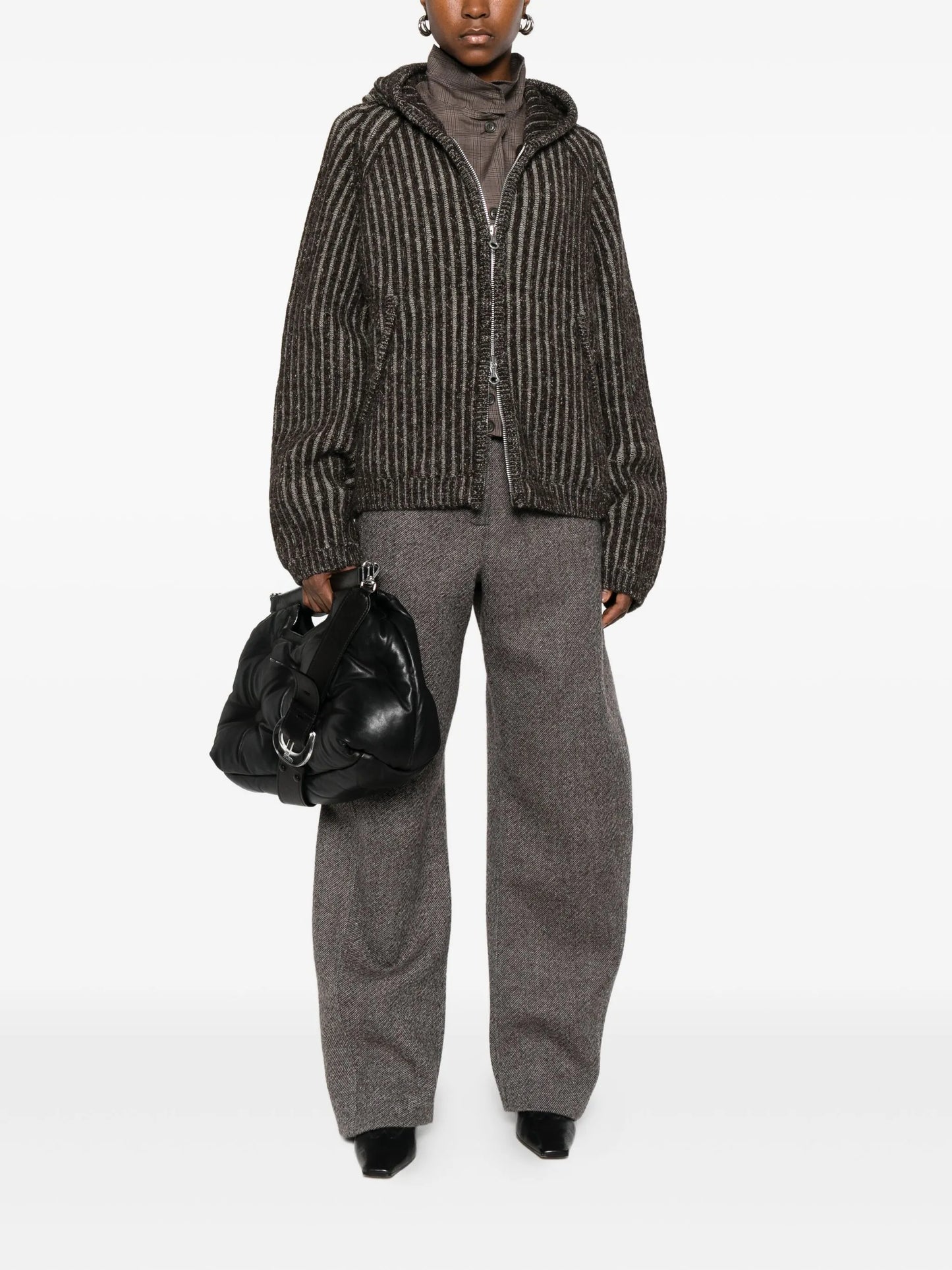 striped knitted hoodie