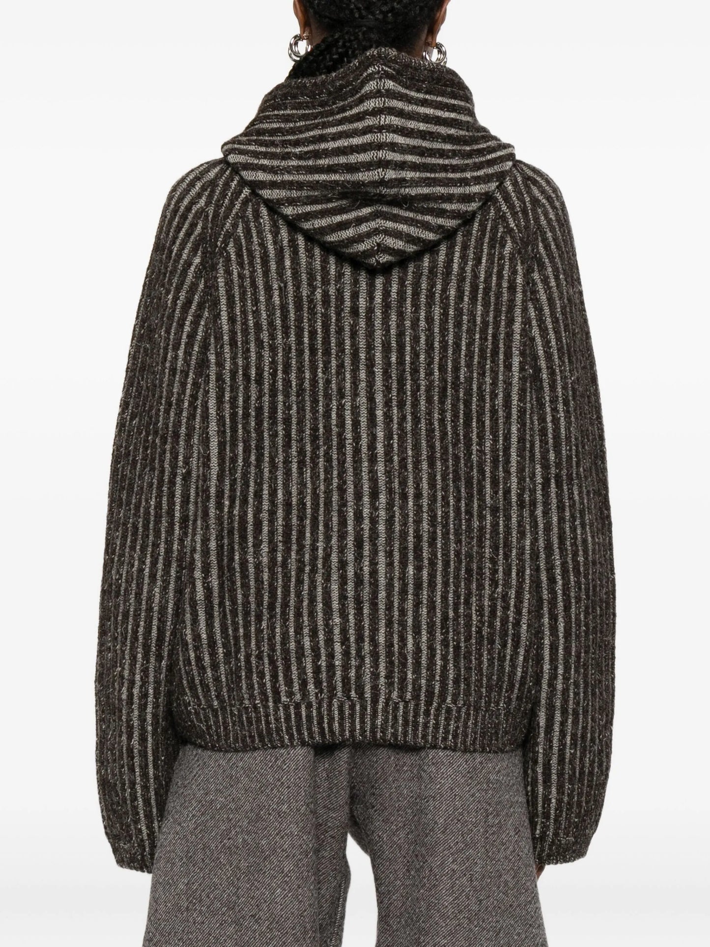 striped knitted hoodie