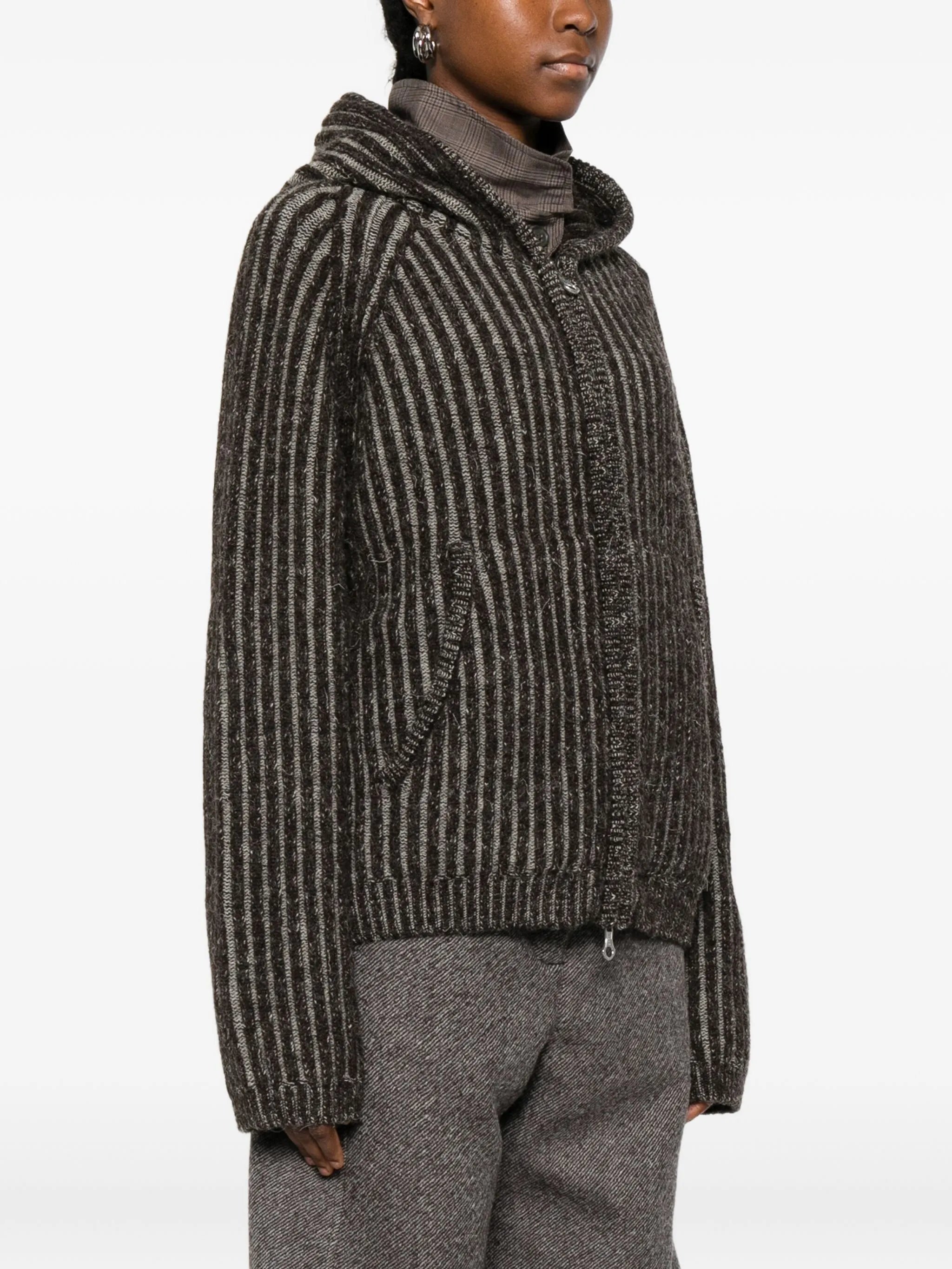 striped knitted hoodie