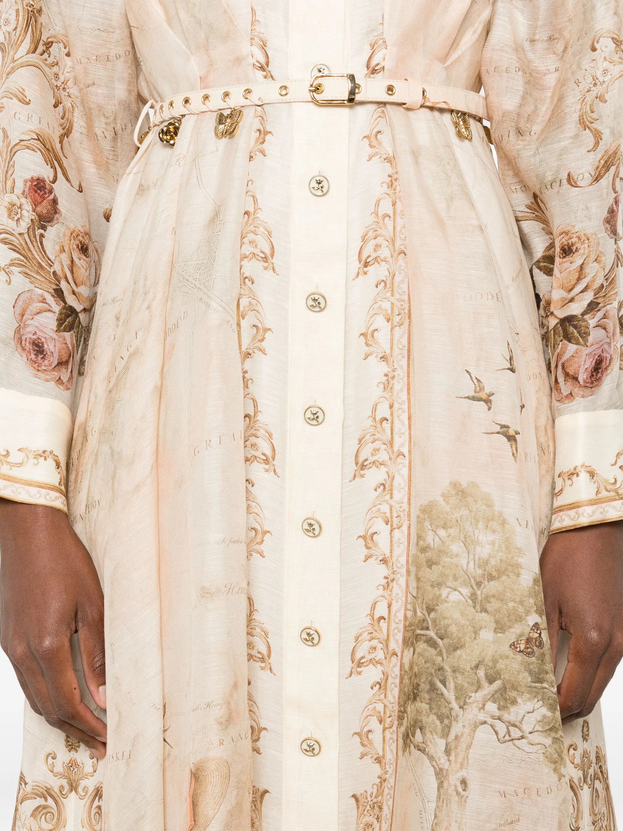floral-print buttoned midi dress