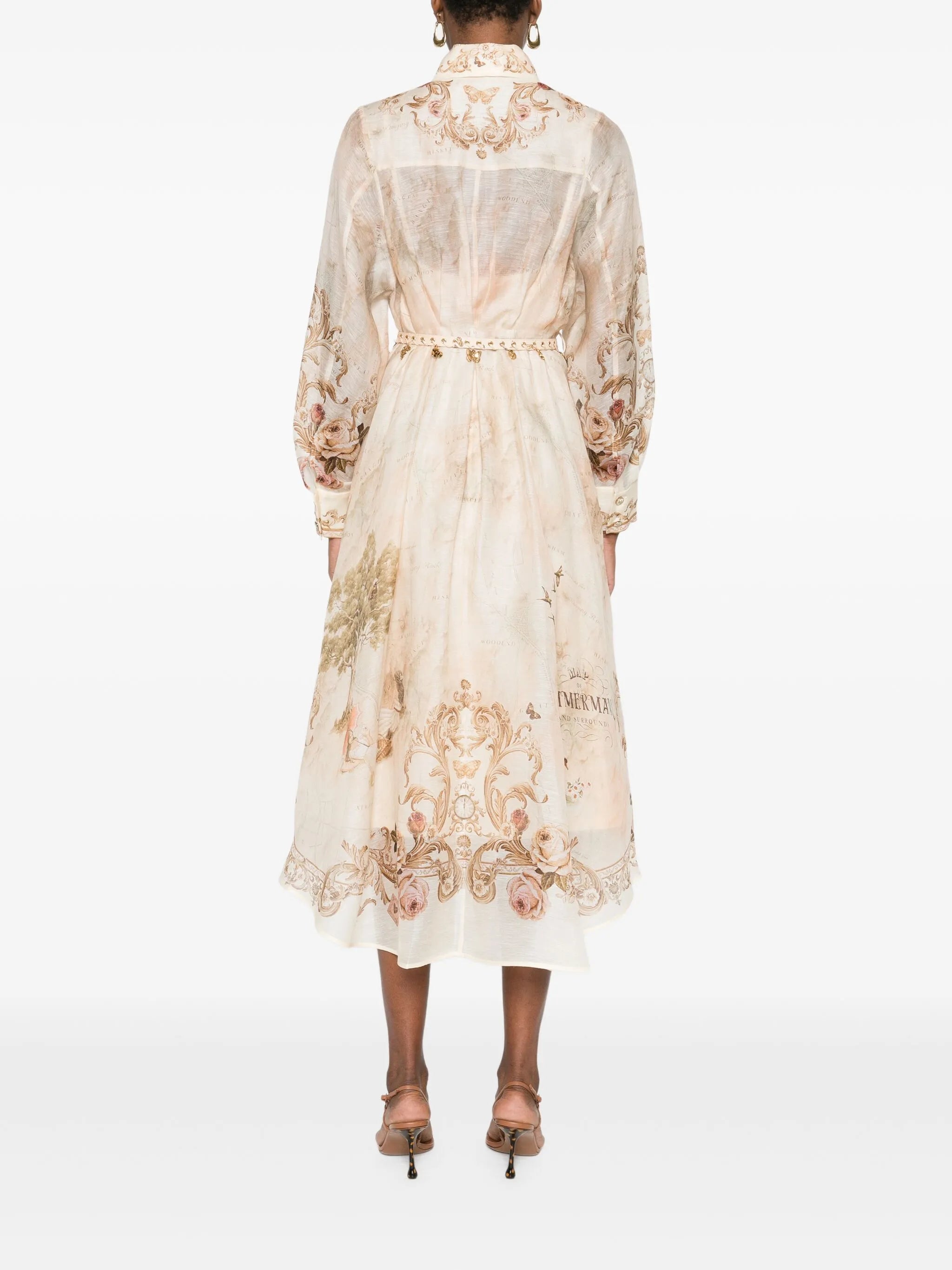 floral-print buttoned midi dress