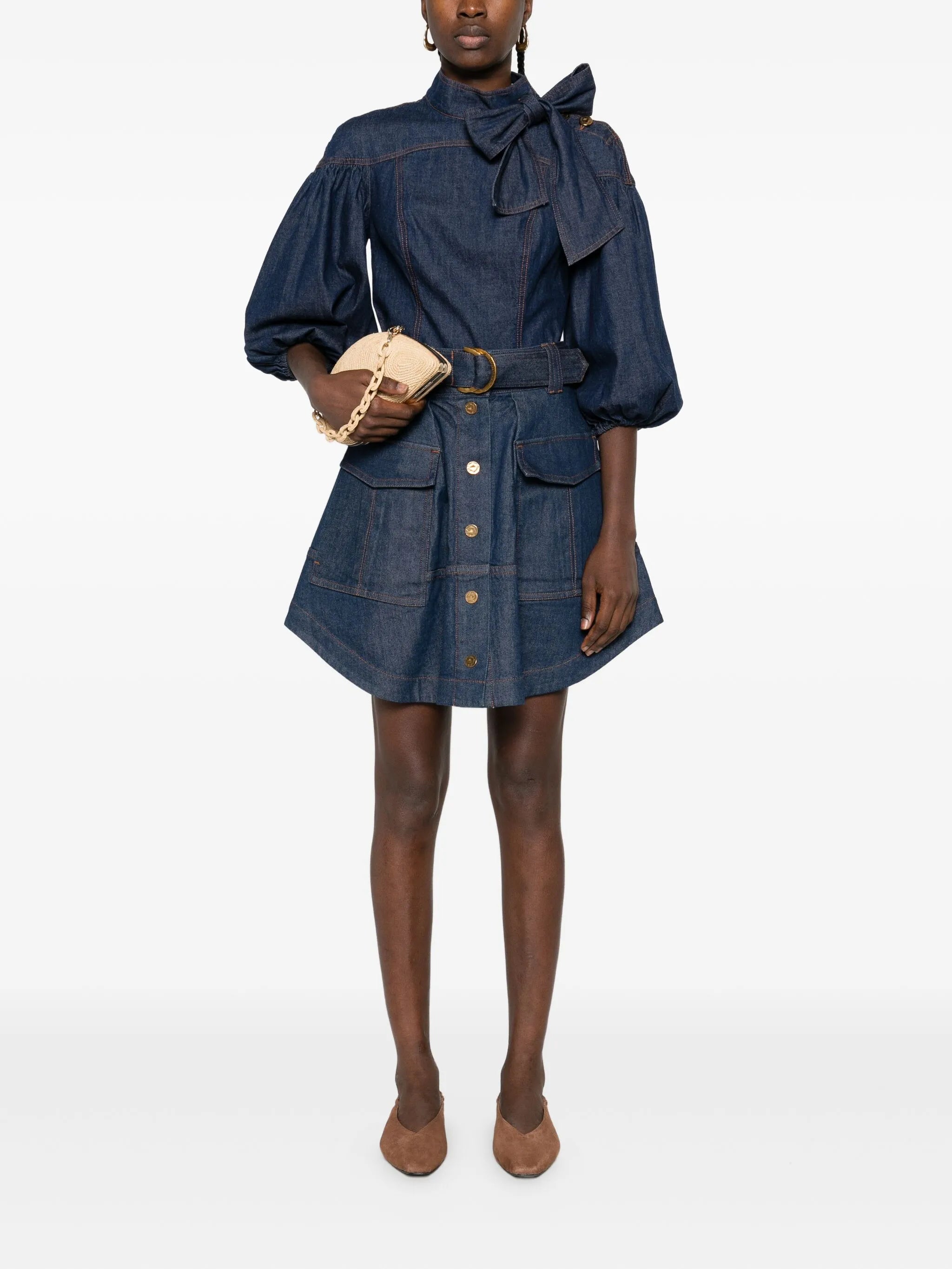 button-fastening cargo skirt