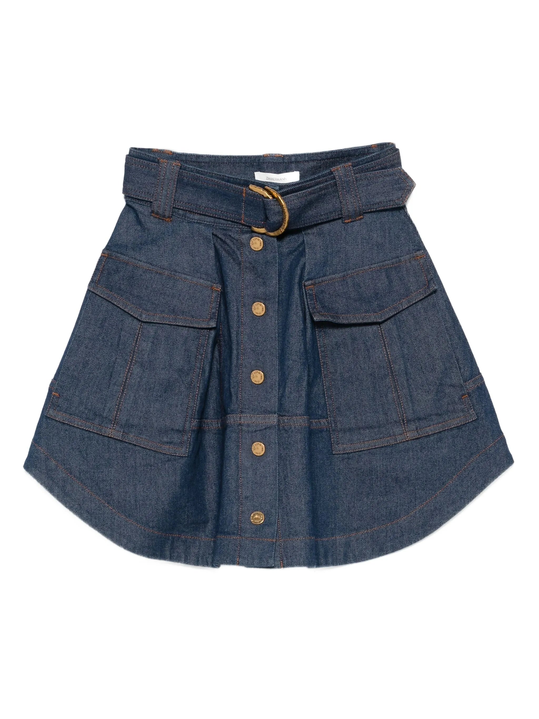 button-fastening cargo skirt