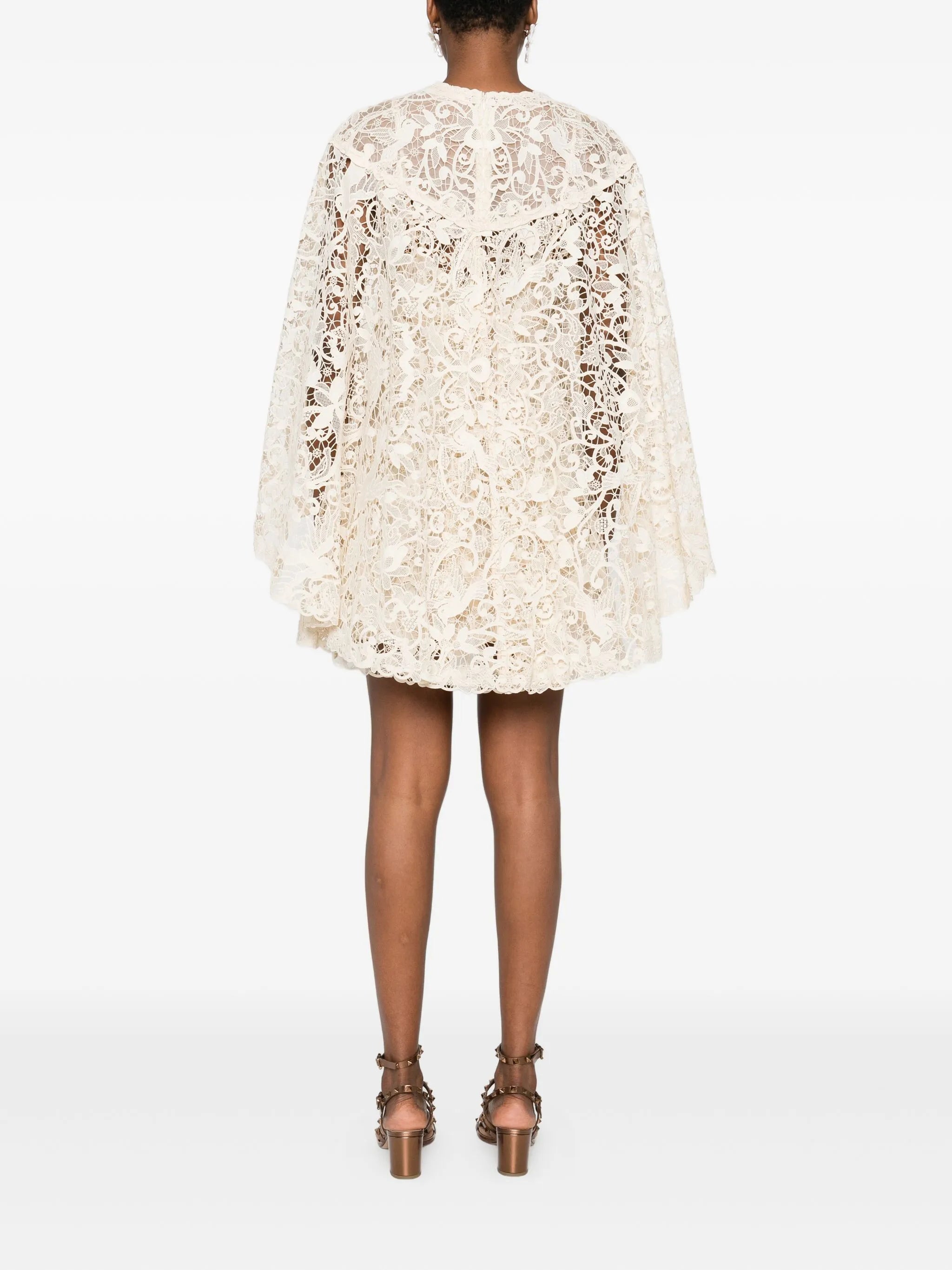 lace ruffled mini dress