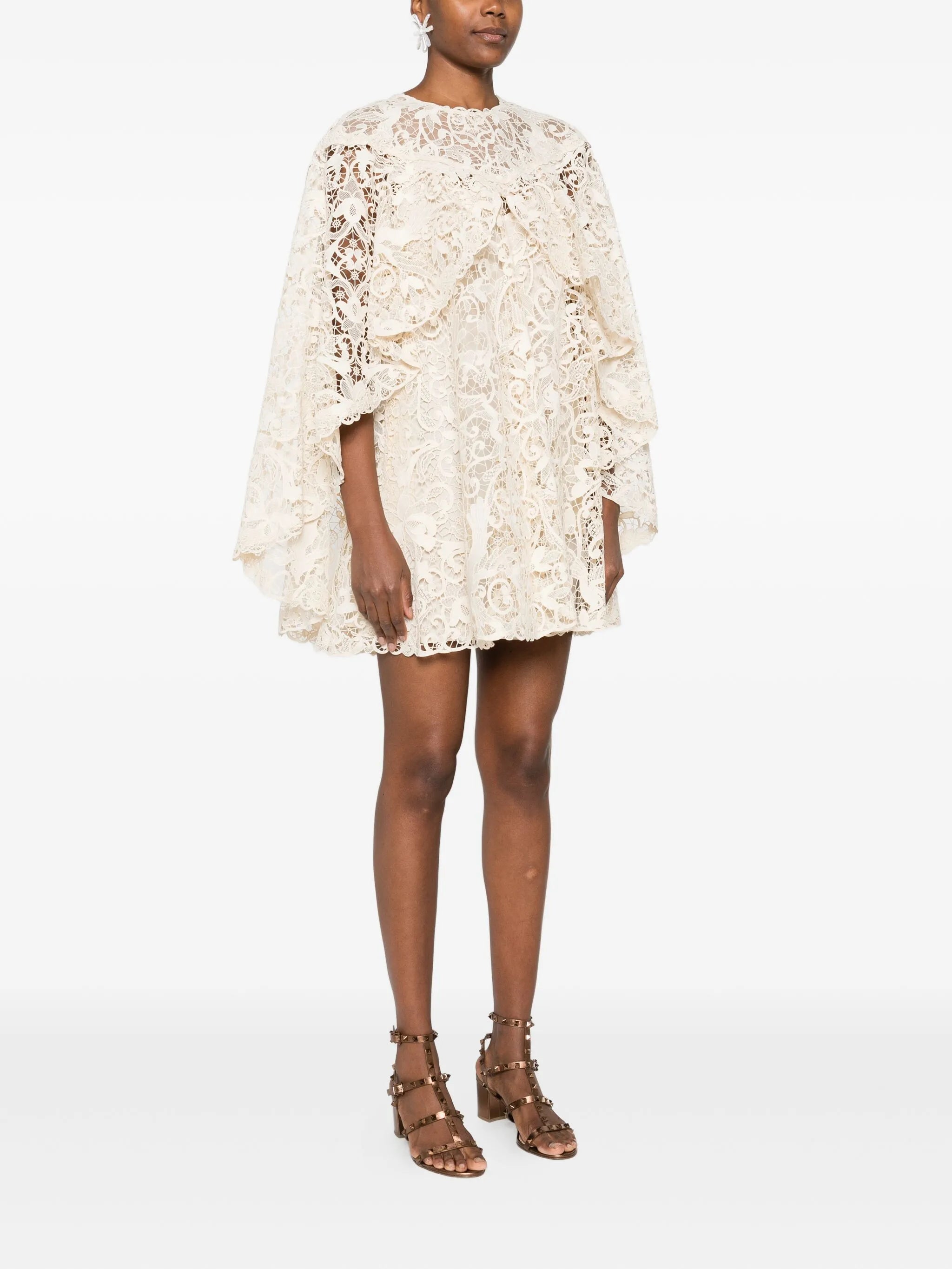 lace ruffled mini dress