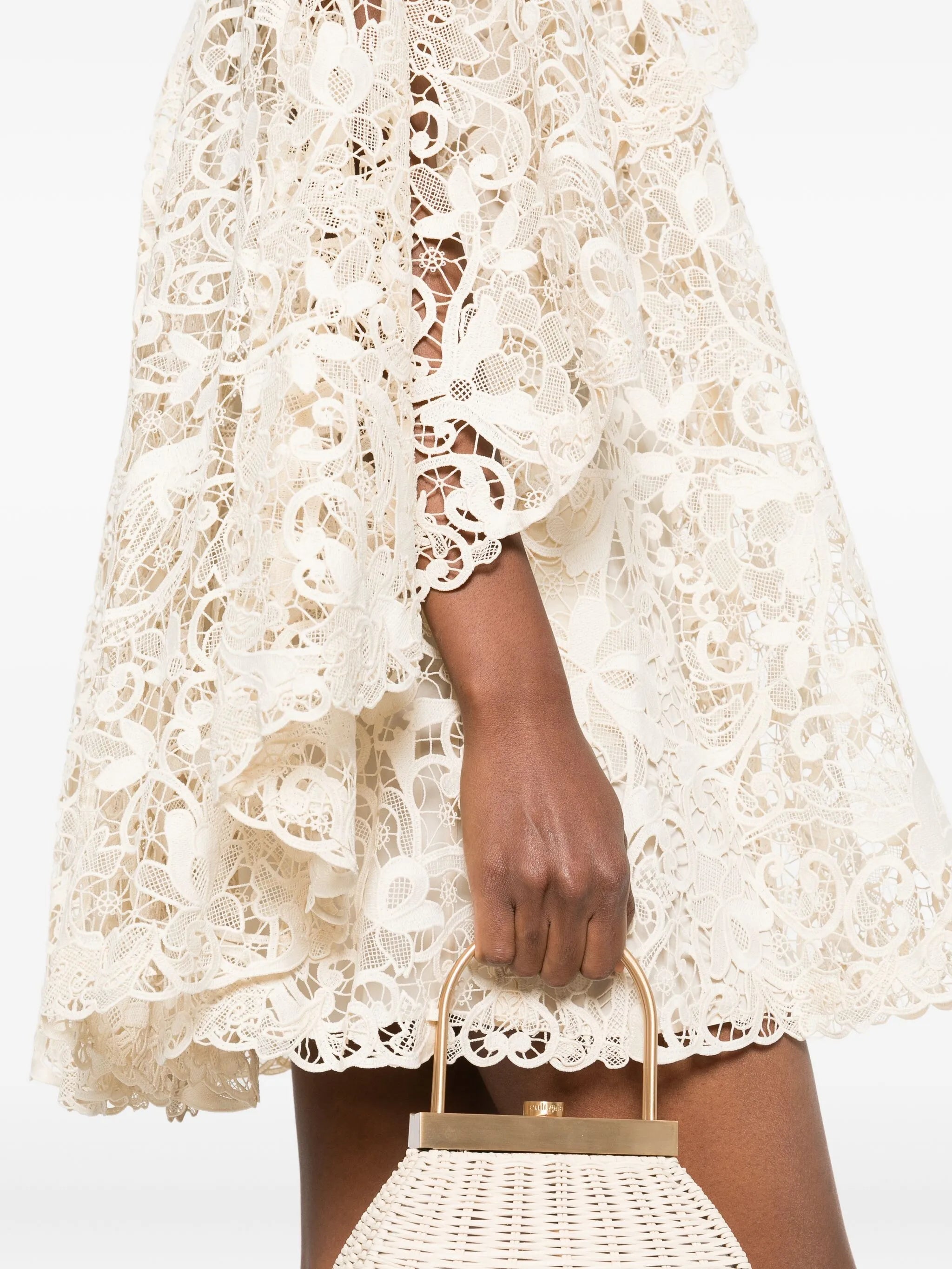 lace ruffled mini dress