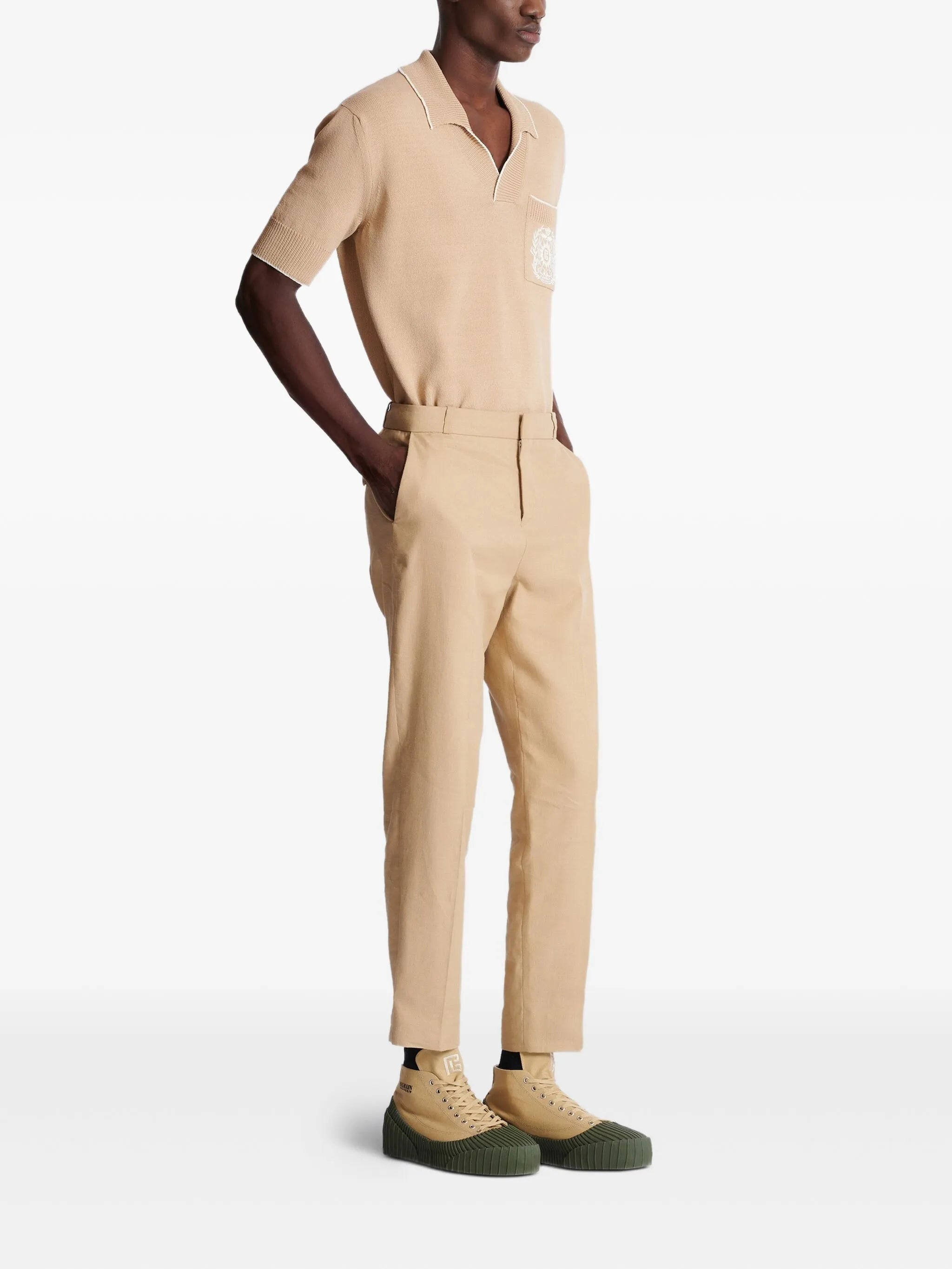 pressed-crease trousers