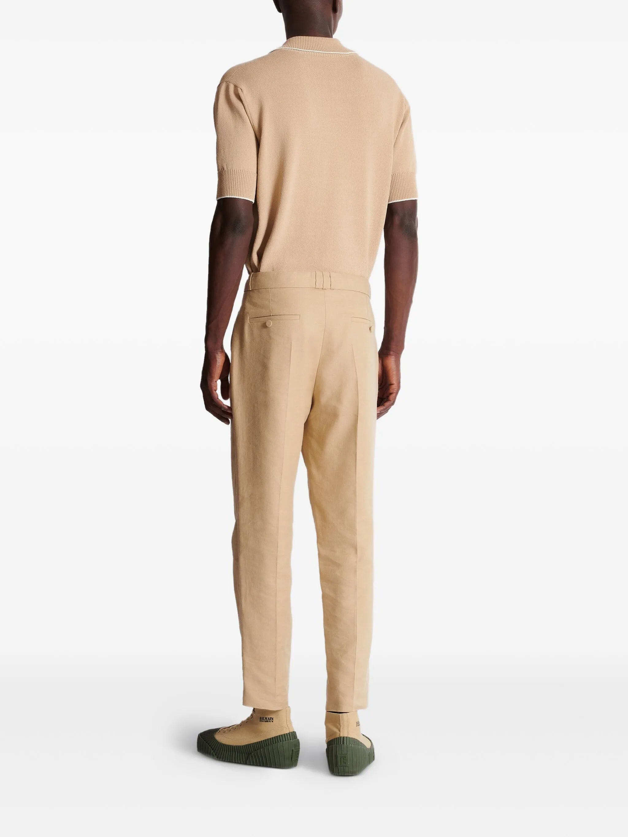 pressed-crease trousers