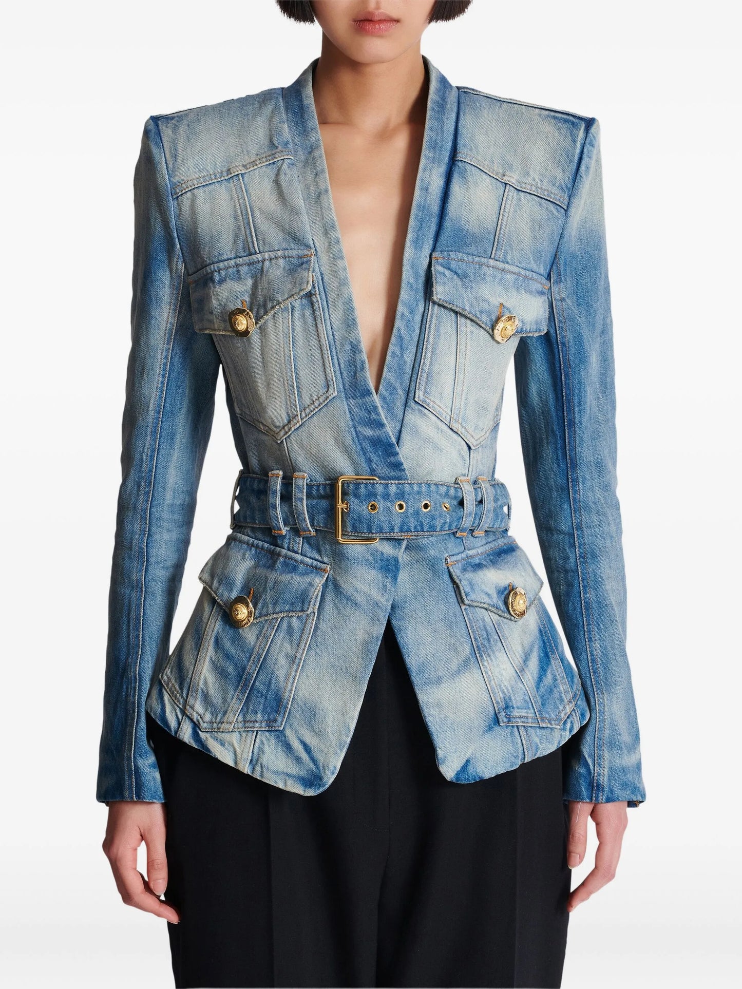 belted denim jacket