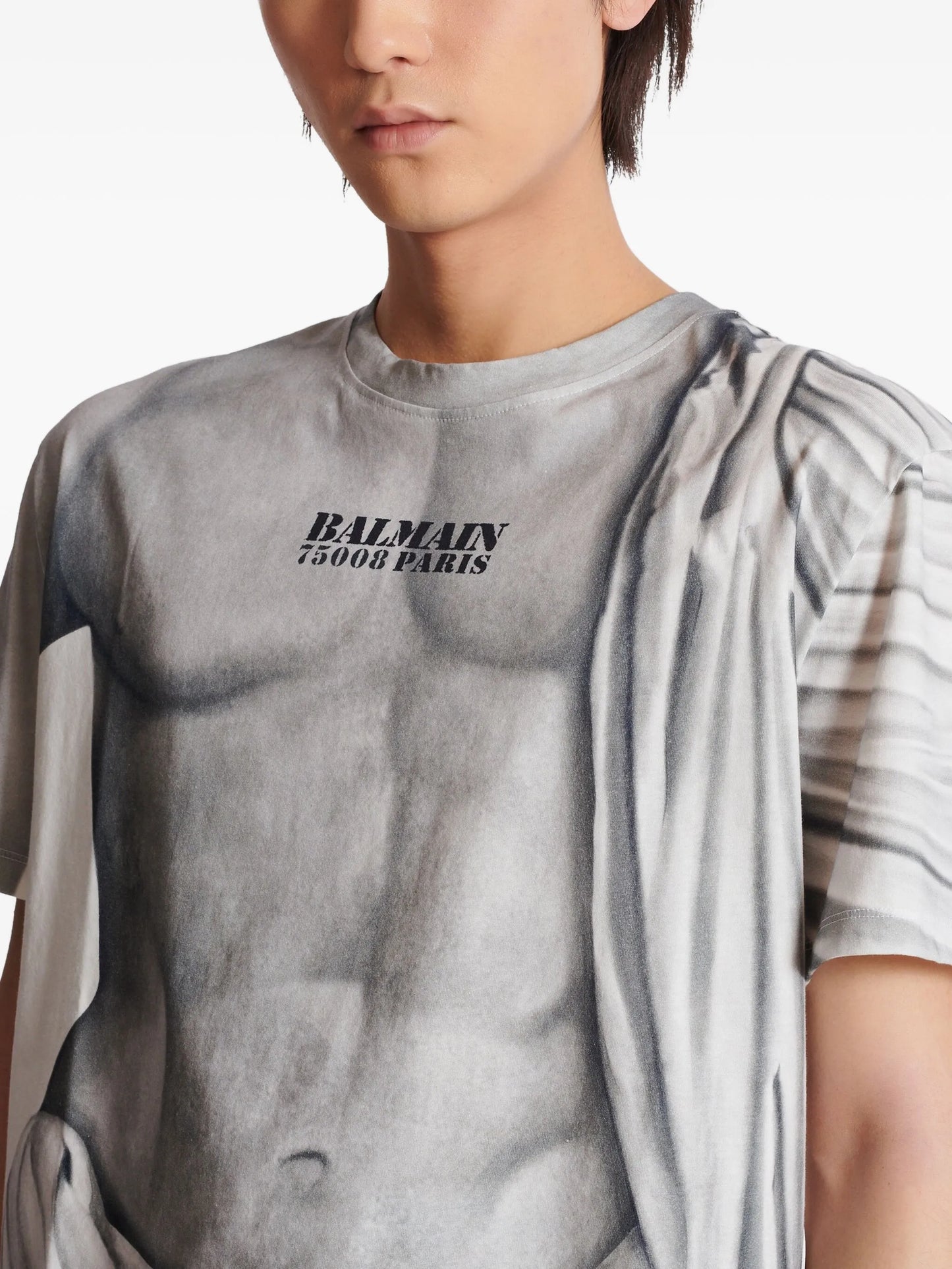 logo statue-print cotton T-shirt