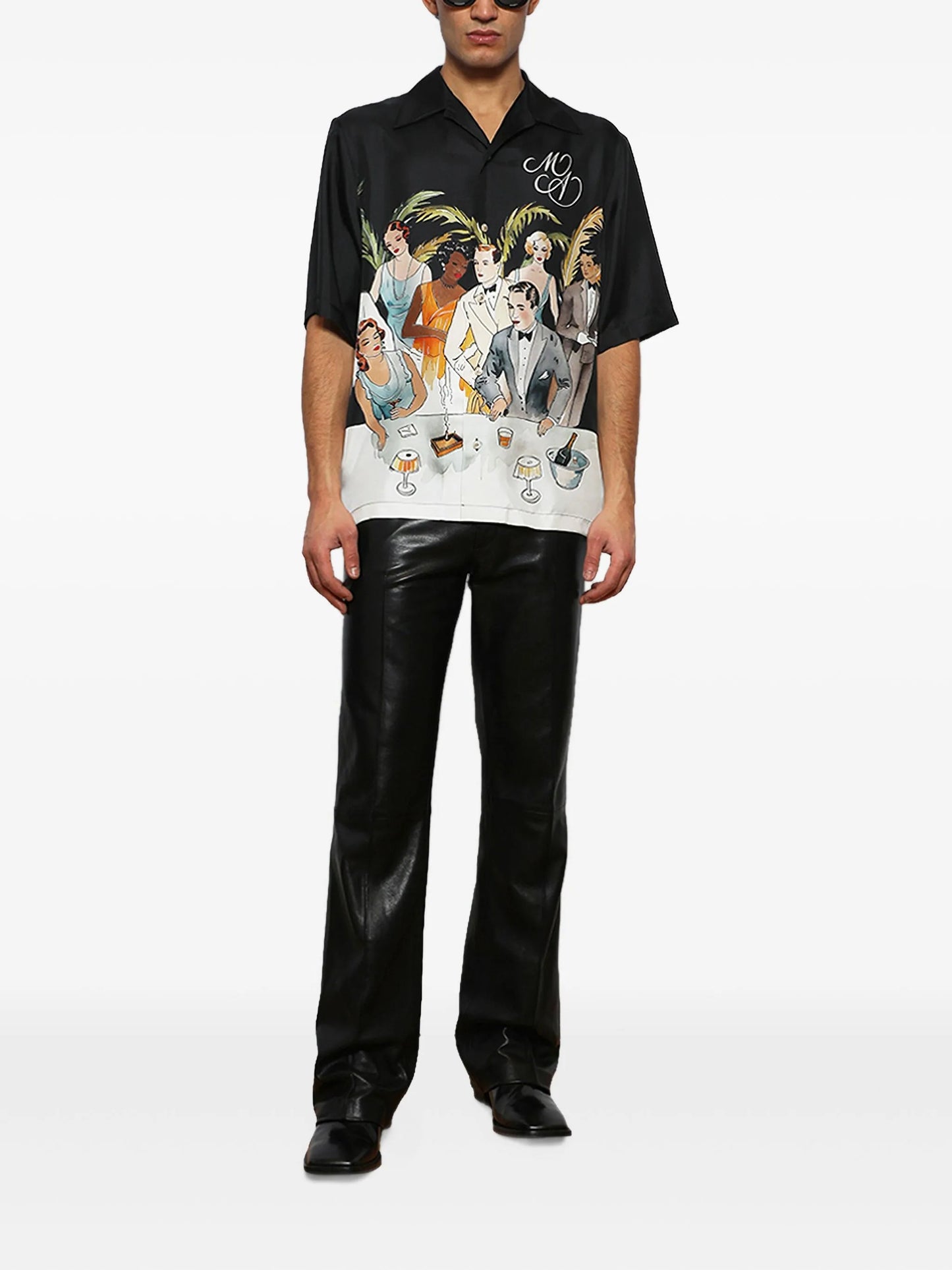 metallic-heel leather boots