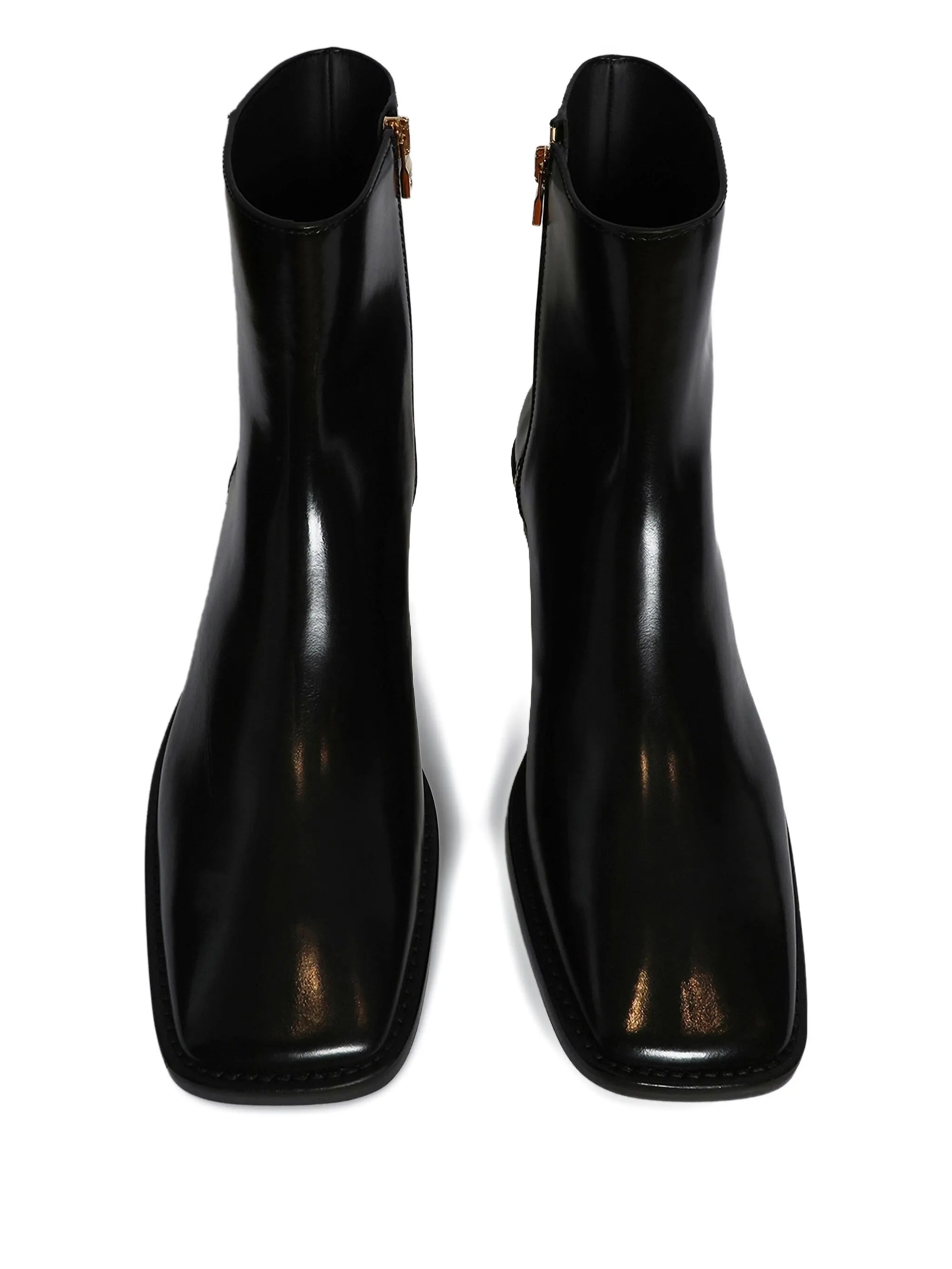 metallic-heel leather boots