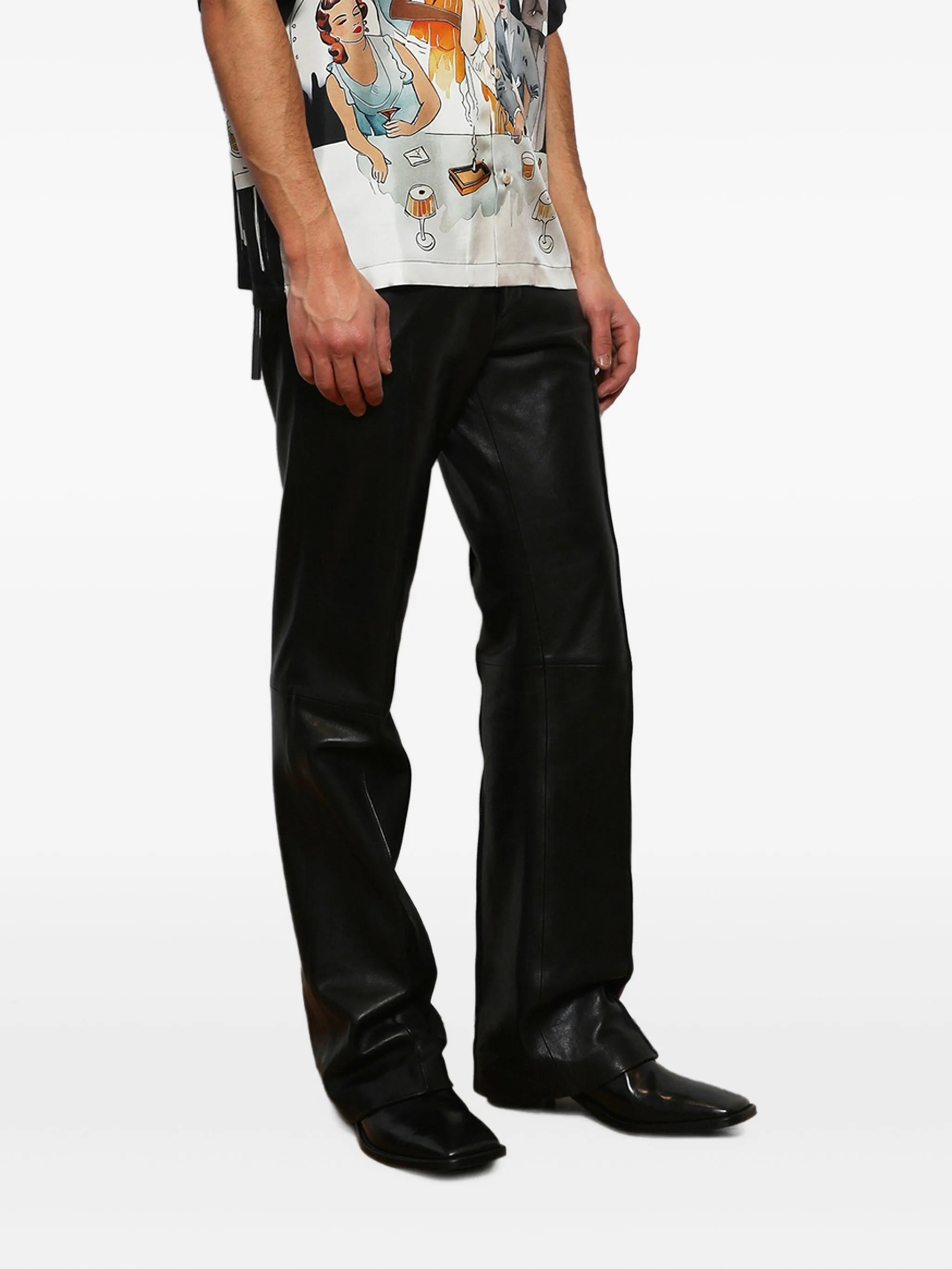 metallic-heel leather boots