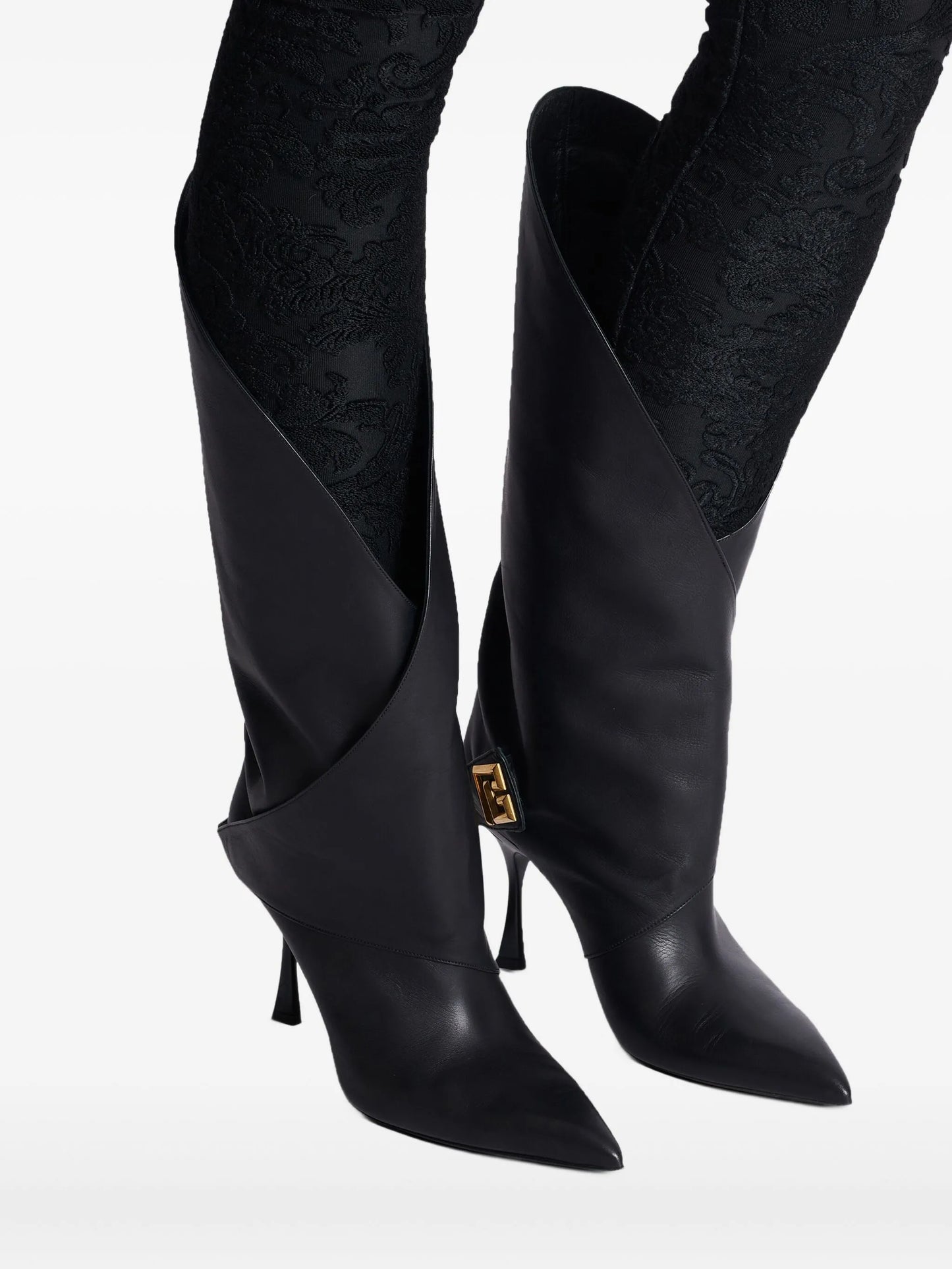 Twist leather knee-high boots