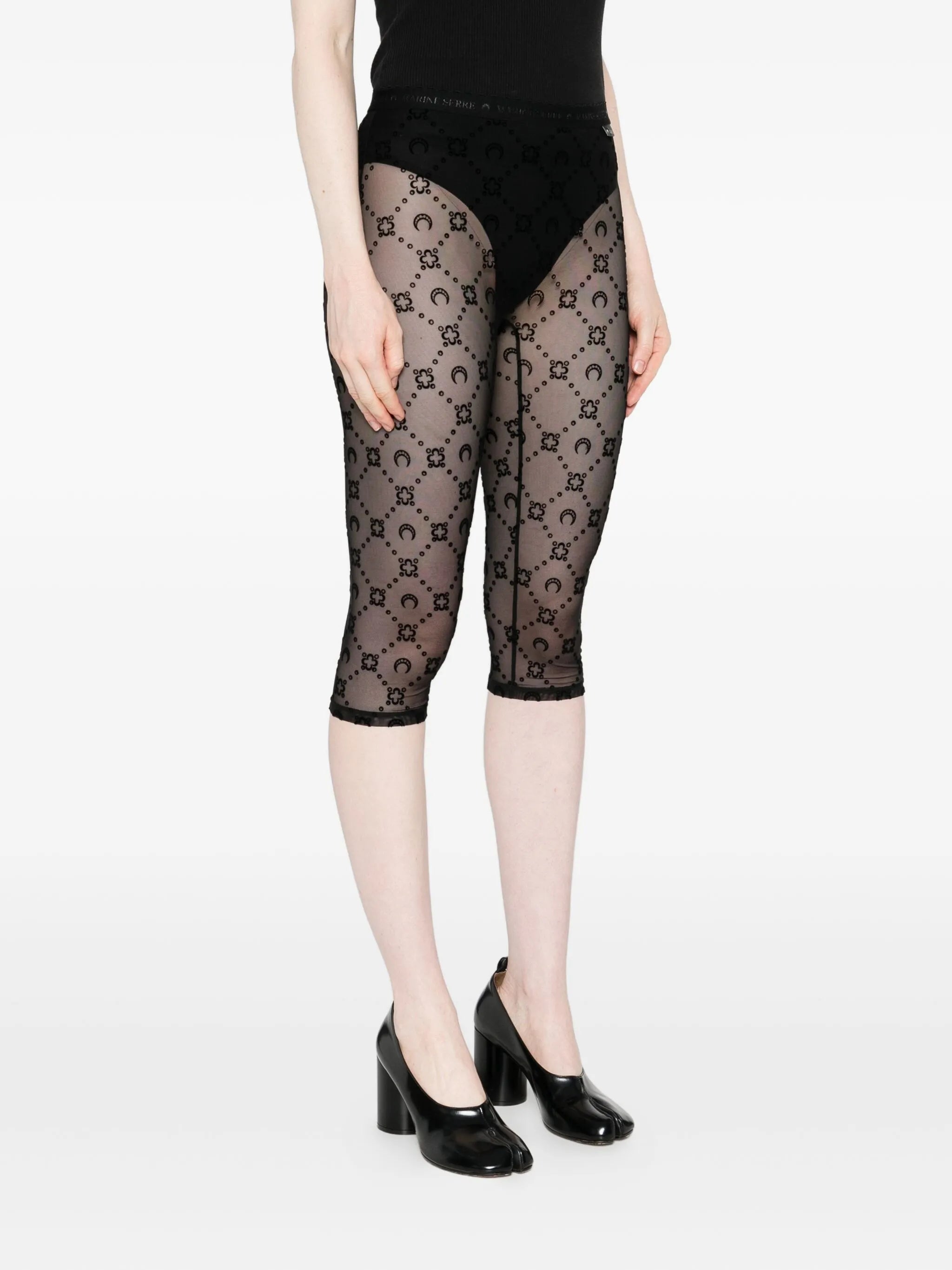 moon-embellished mesh shorts