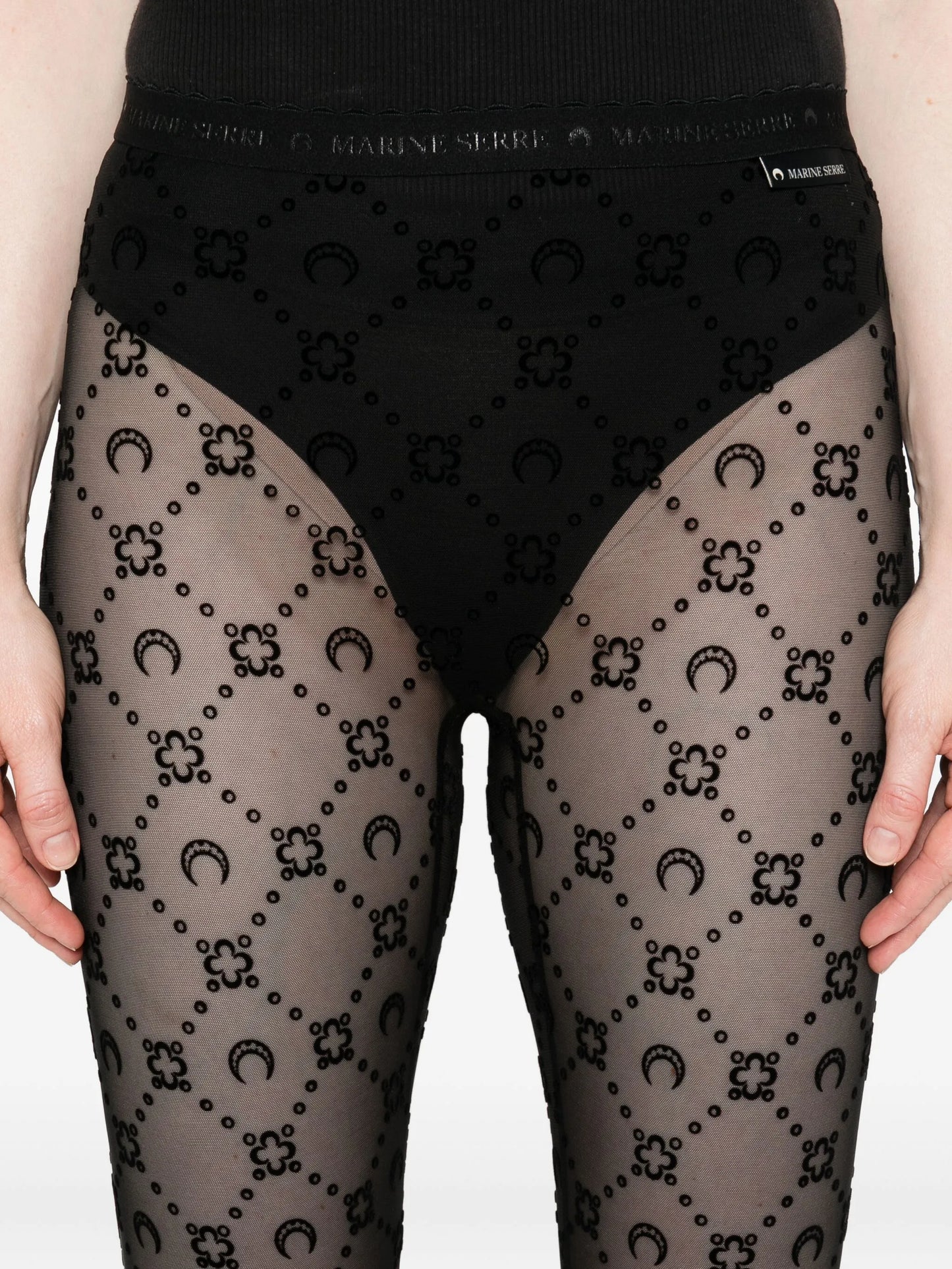 moon-embellished mesh shorts