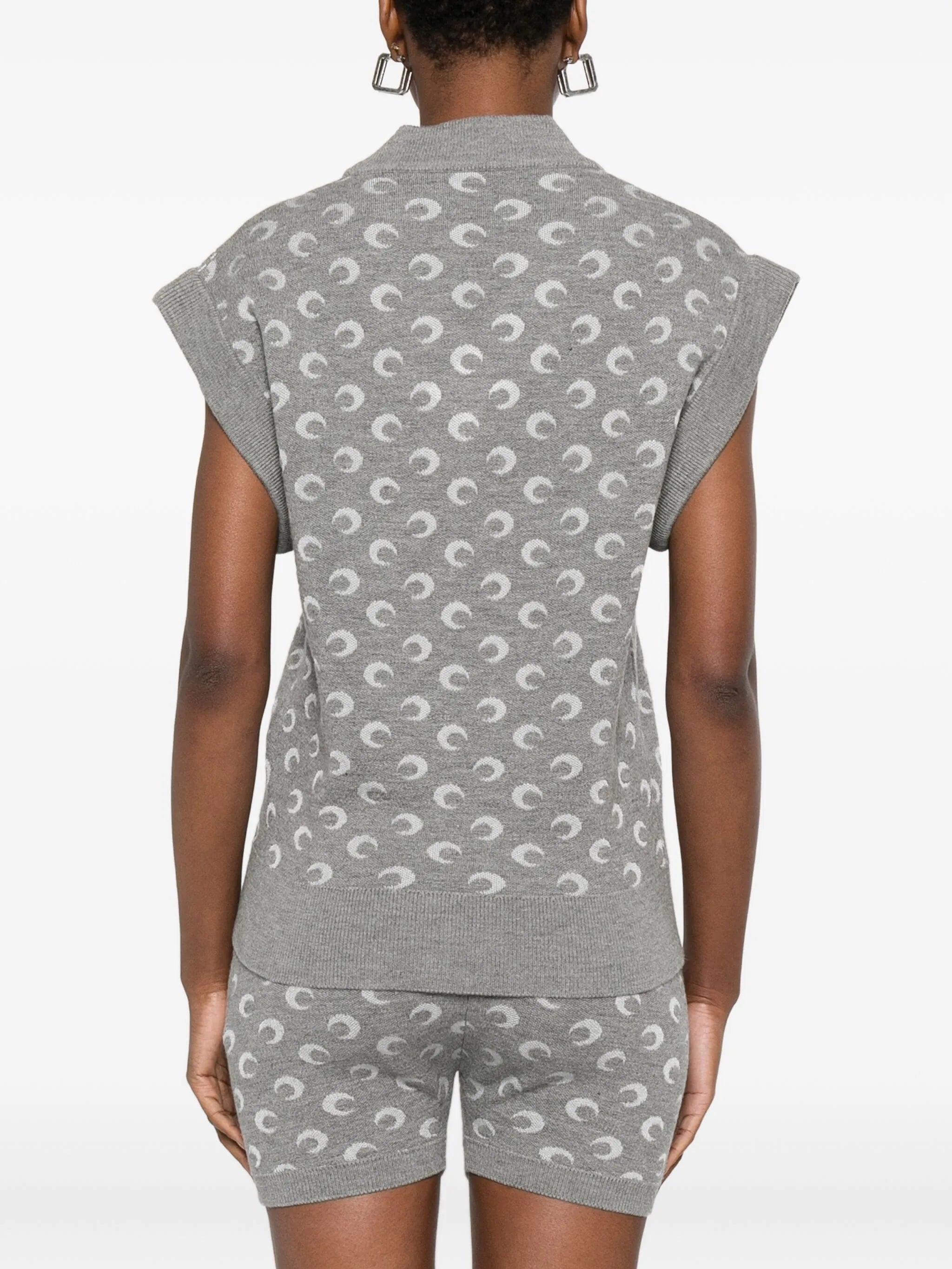 moon-jacquard V-neck vest