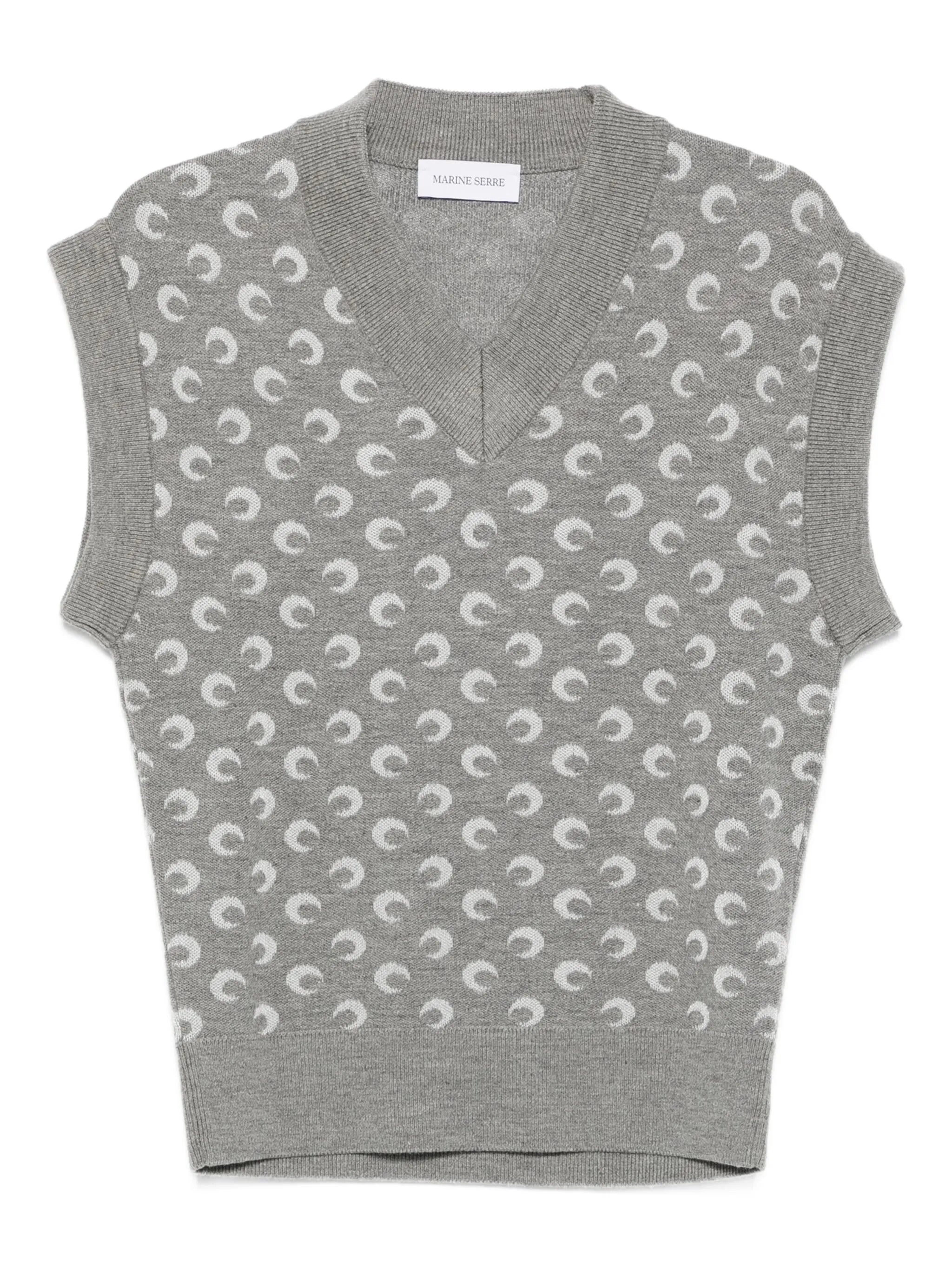 moon-jacquard V-neck vest