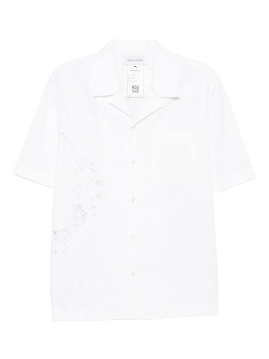 lace-insert short-sleeves shirt