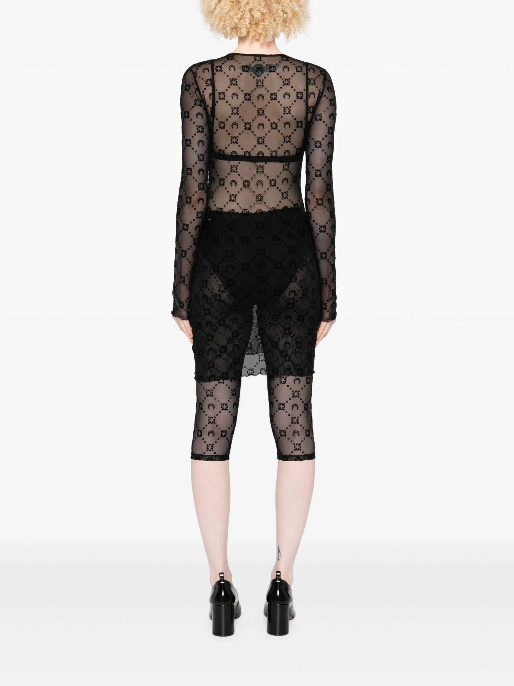 moon-embellished mesh dress