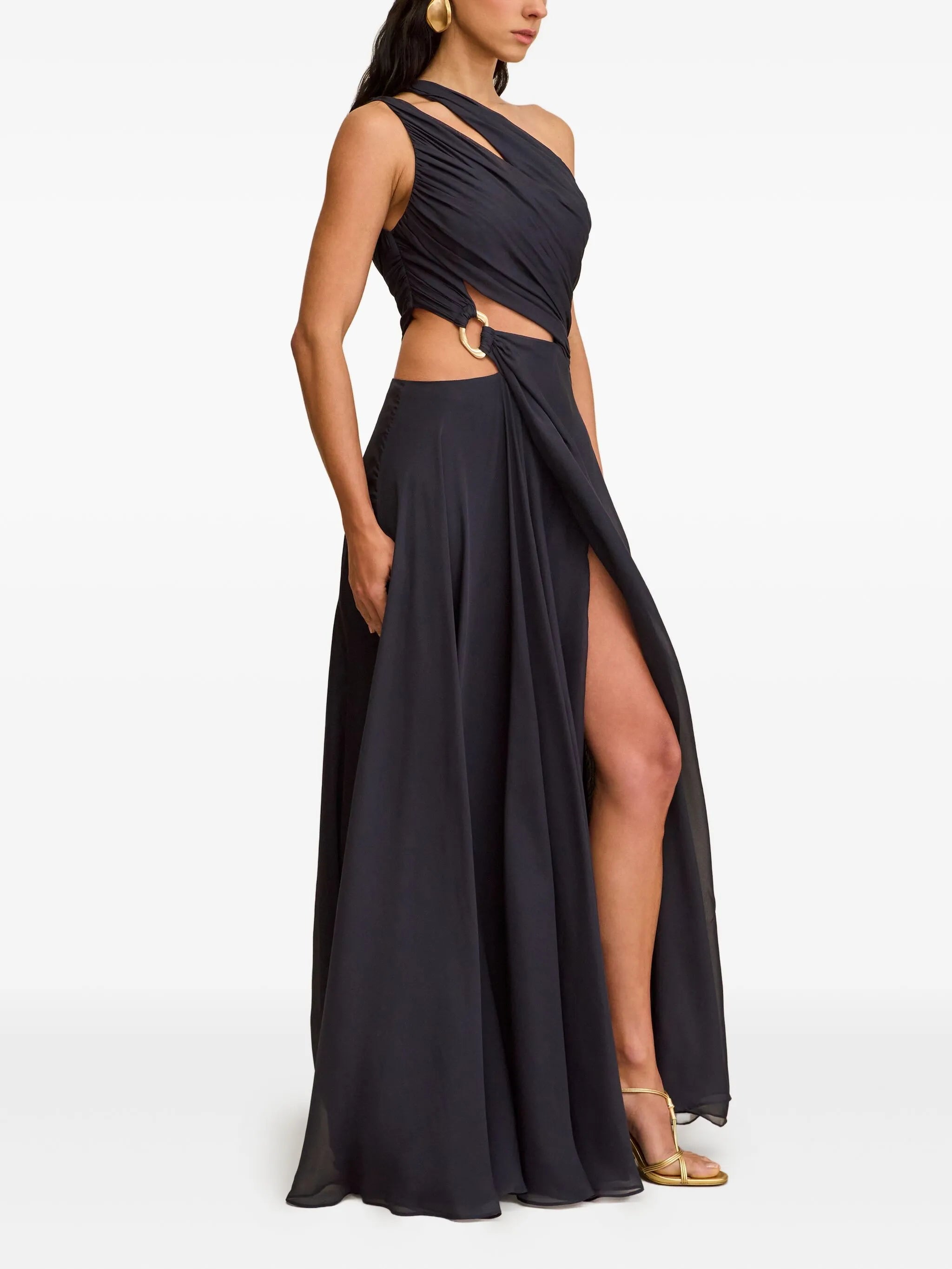Zan one-shoulder cut-out gown