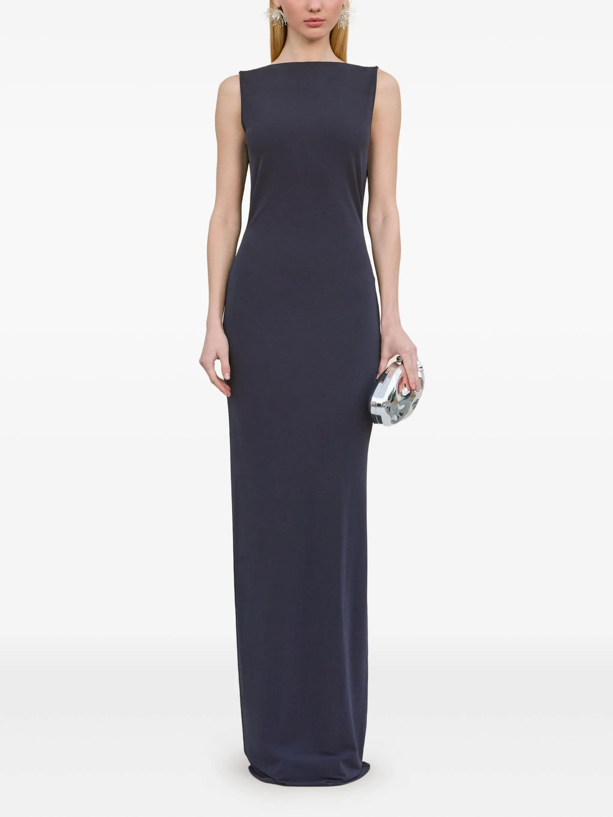 cowl-back sleeveless gown