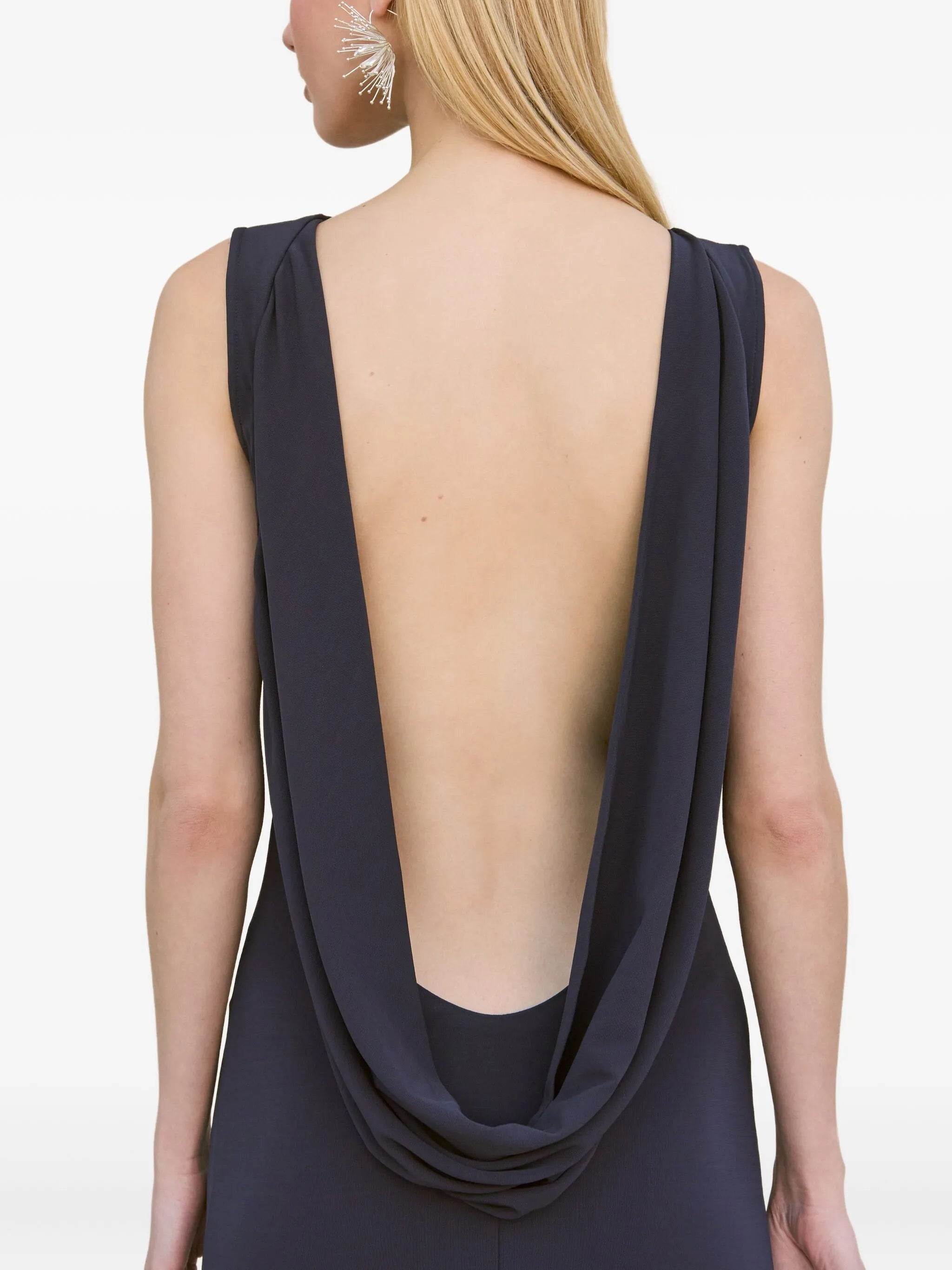 cowl-back sleeveless gown