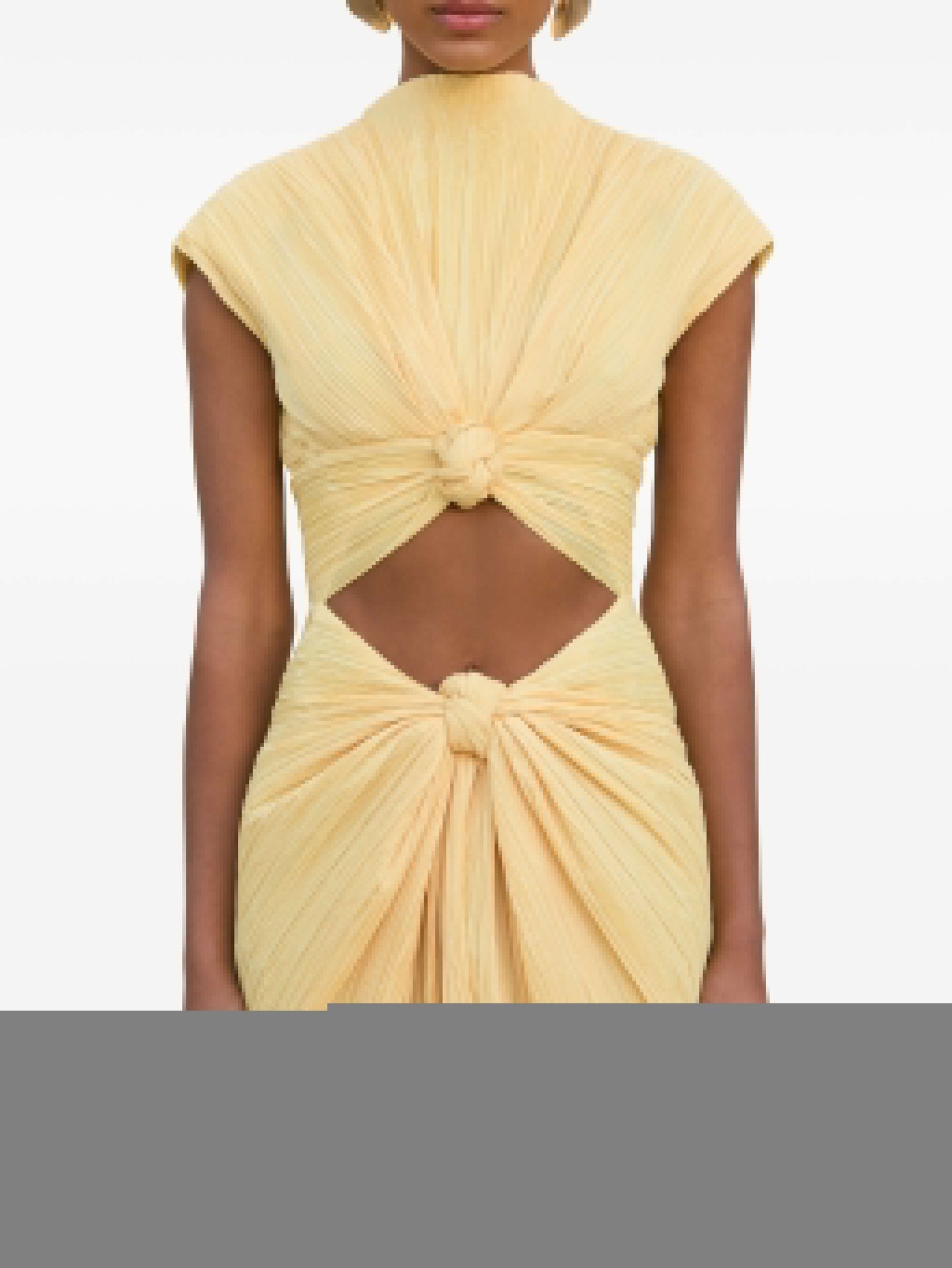 knot-detail pleated midi dress