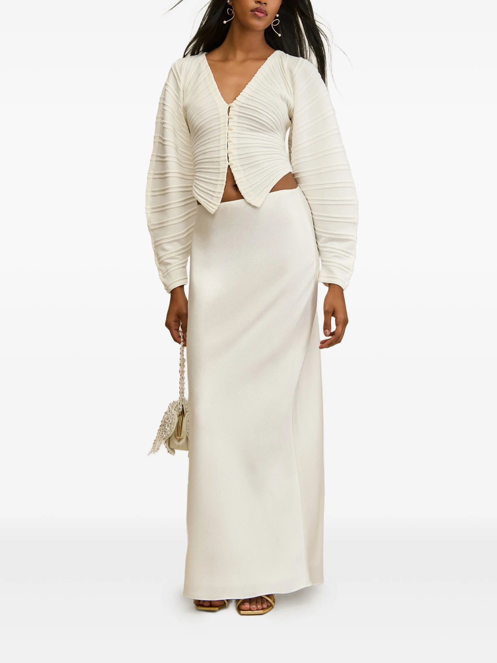 Blair pleated button cardigan