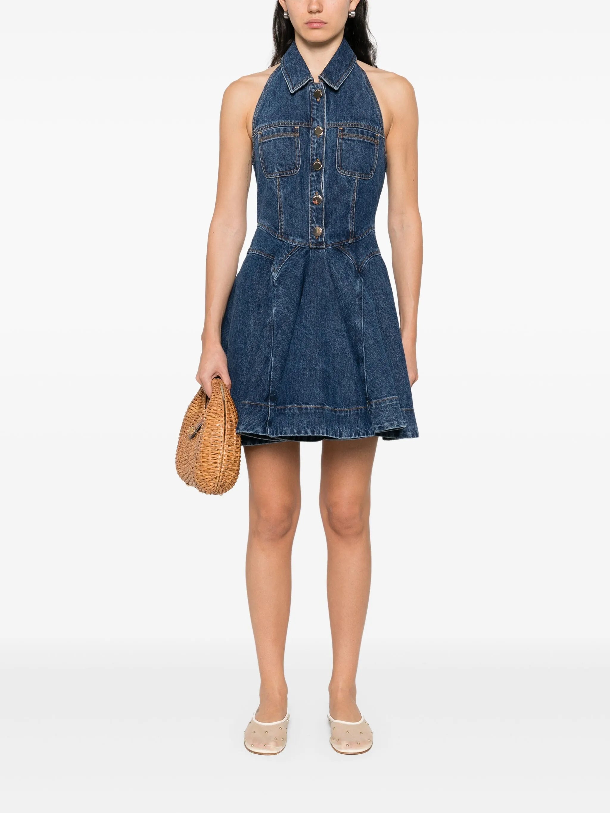 denim sleeveless mini dress