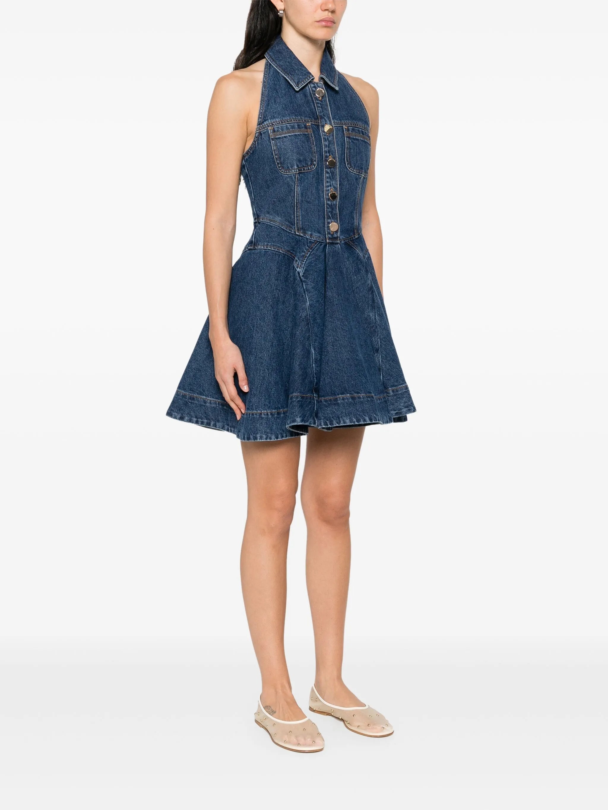 denim sleeveless mini dress