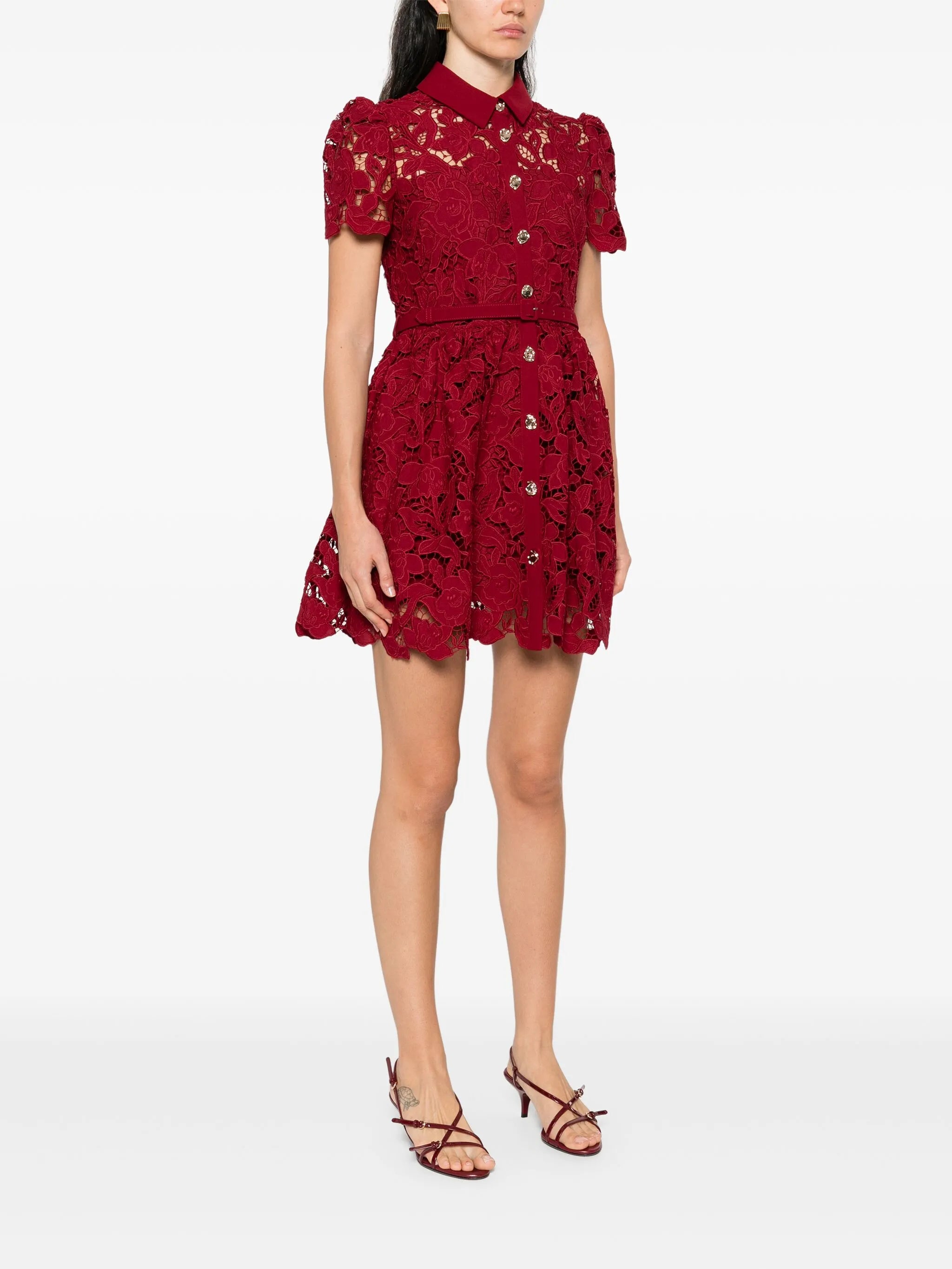 floral-lace mini dress