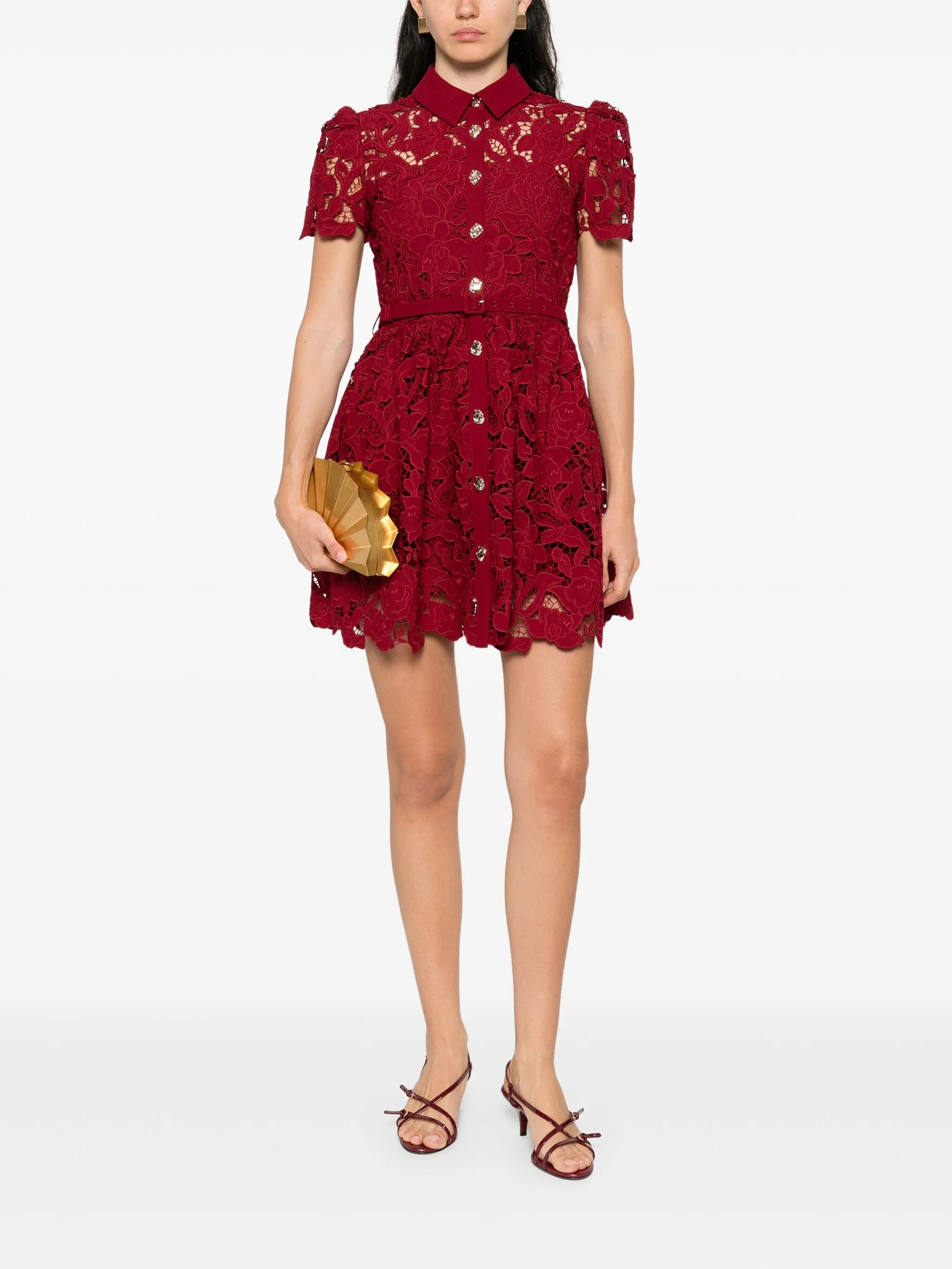 floral-lace mini dress