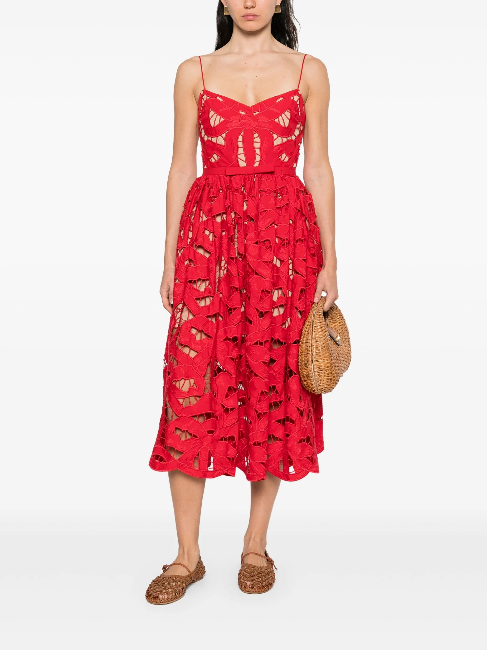 embroidered midi dress