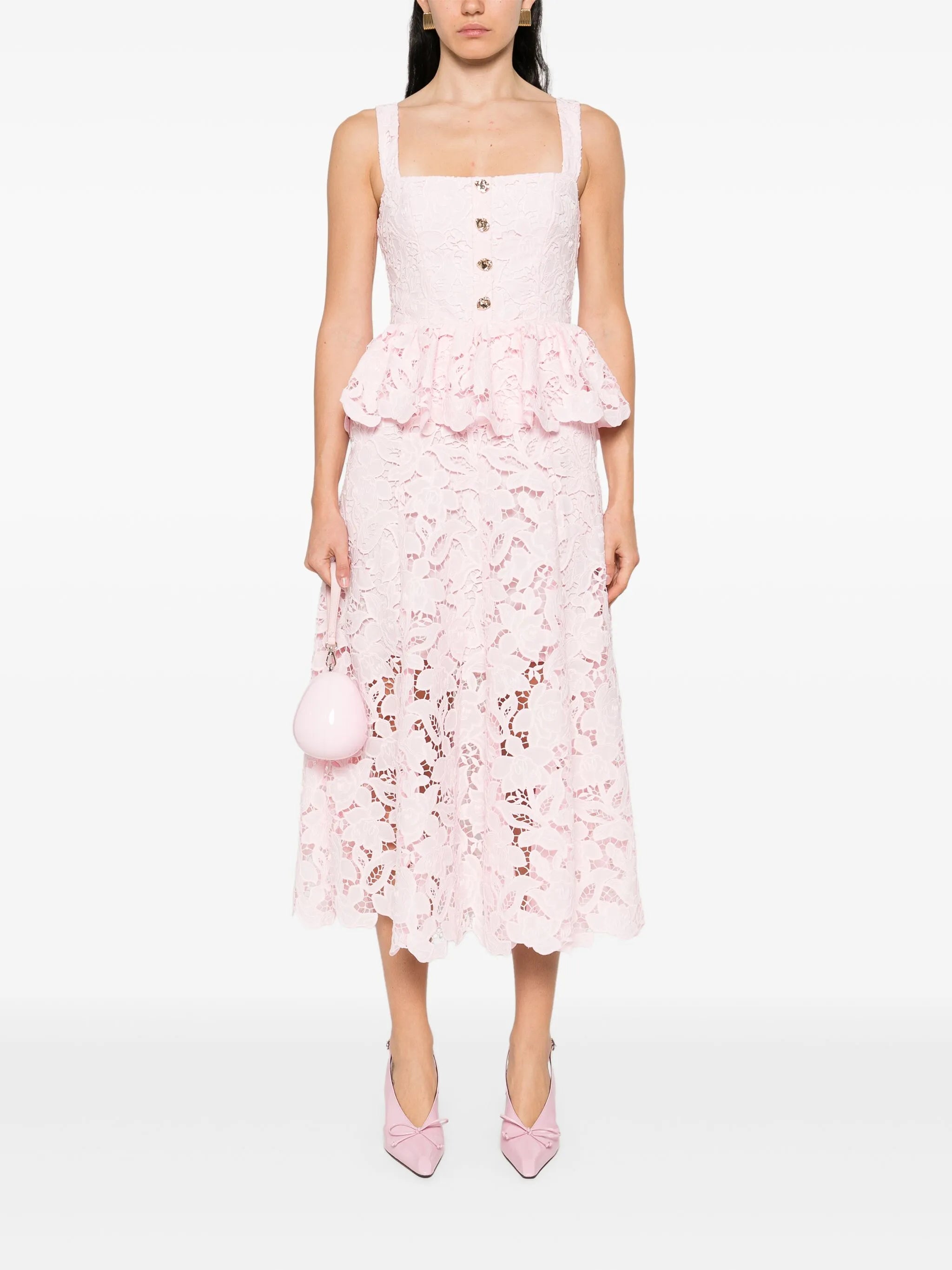 floral-lace midi dress
