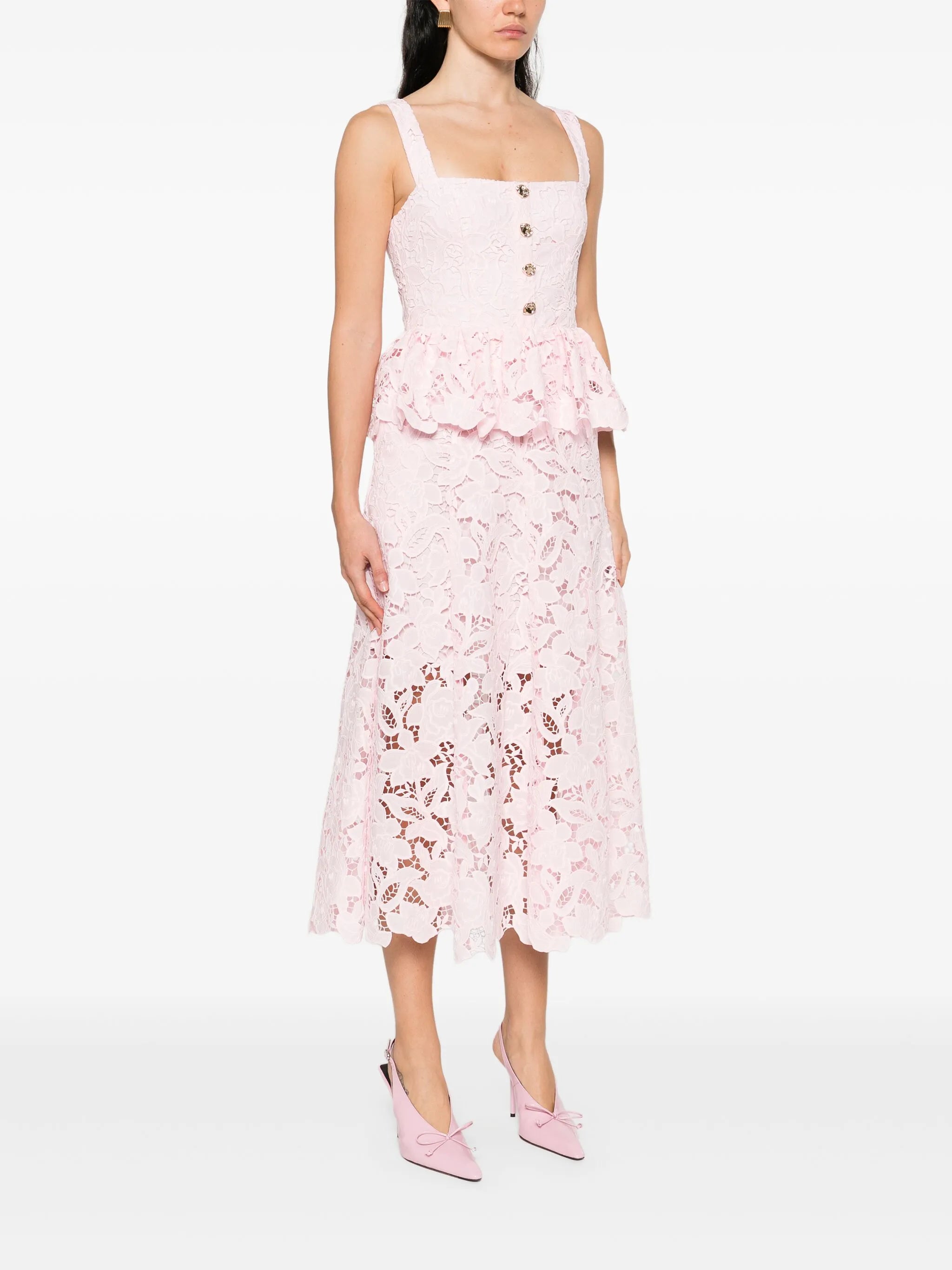 floral-lace midi dress