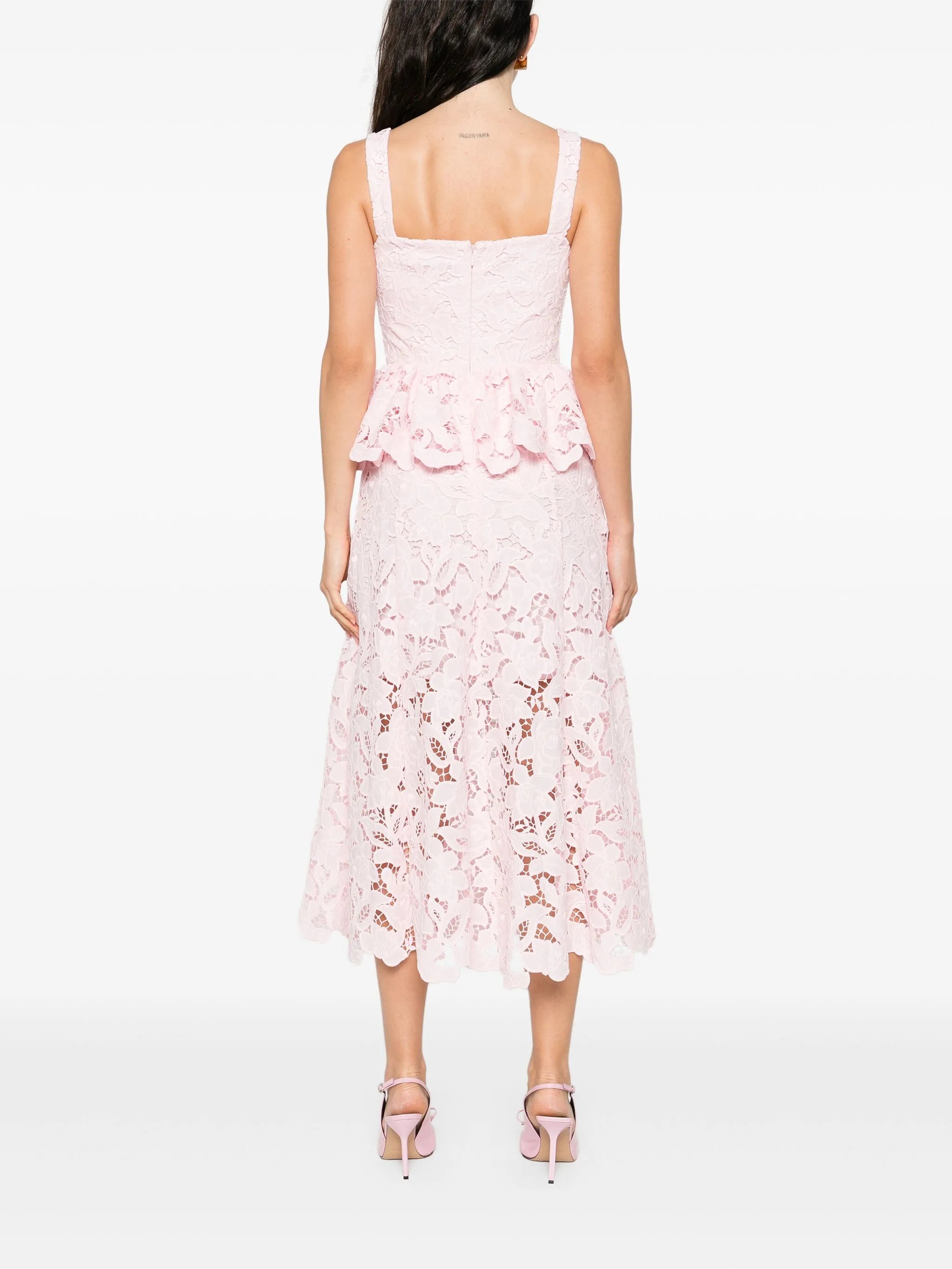 floral-lace midi dress