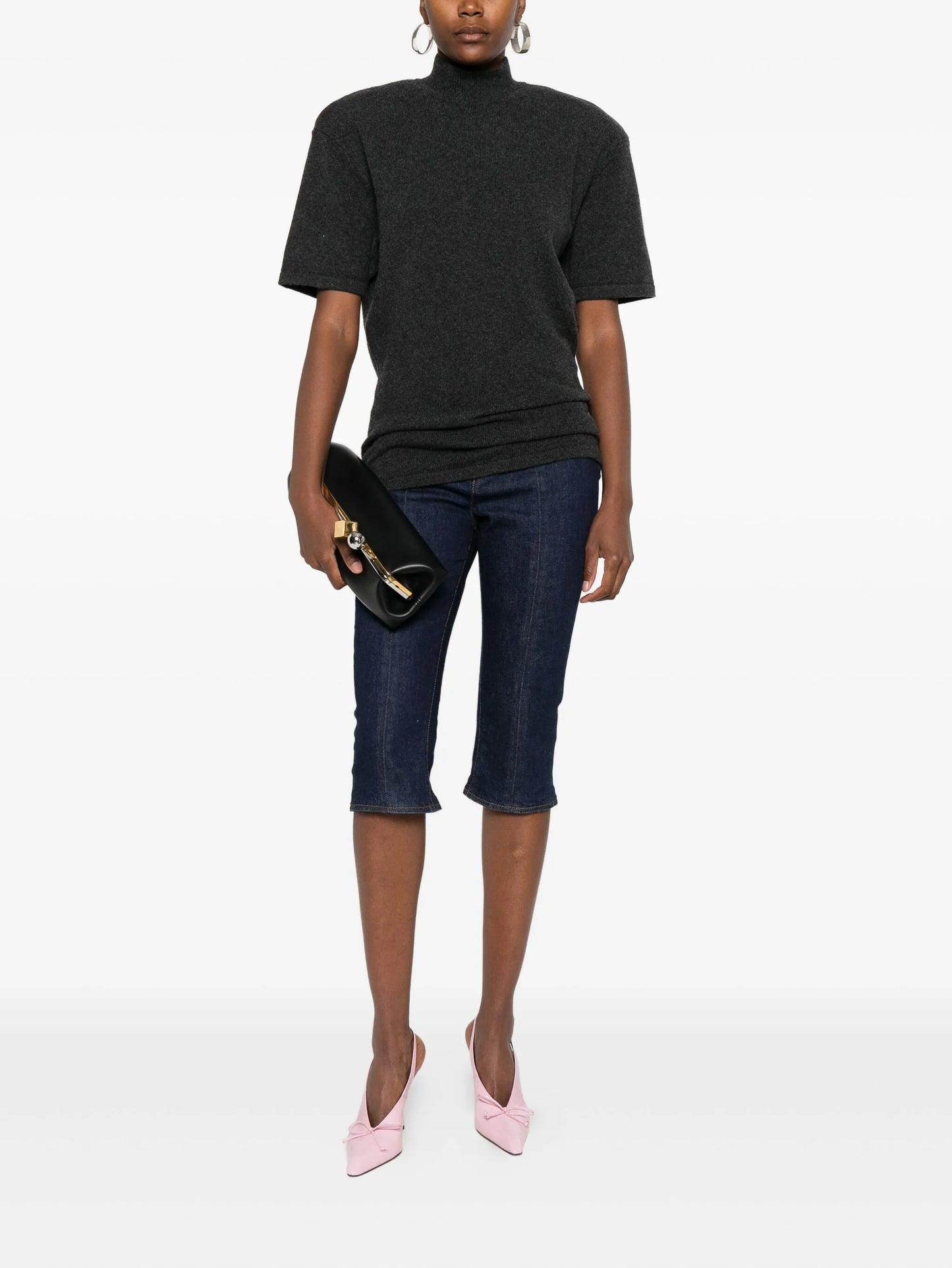 high-neck knitted T-shirt