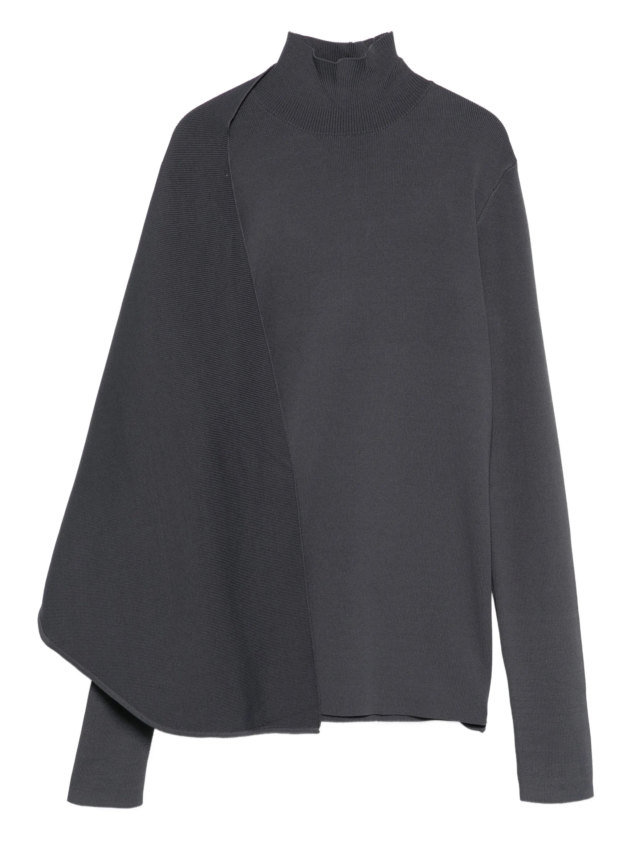high-neck wrap sweater
