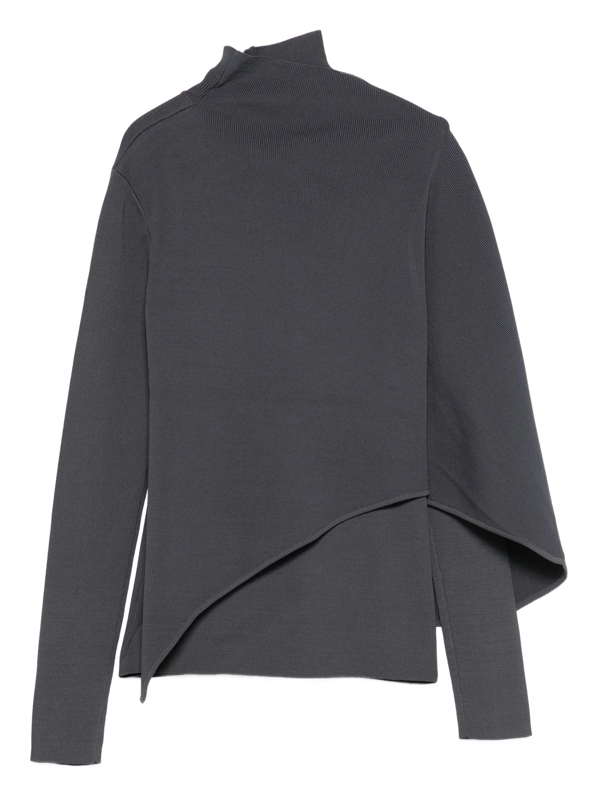 high-neck wrap sweater